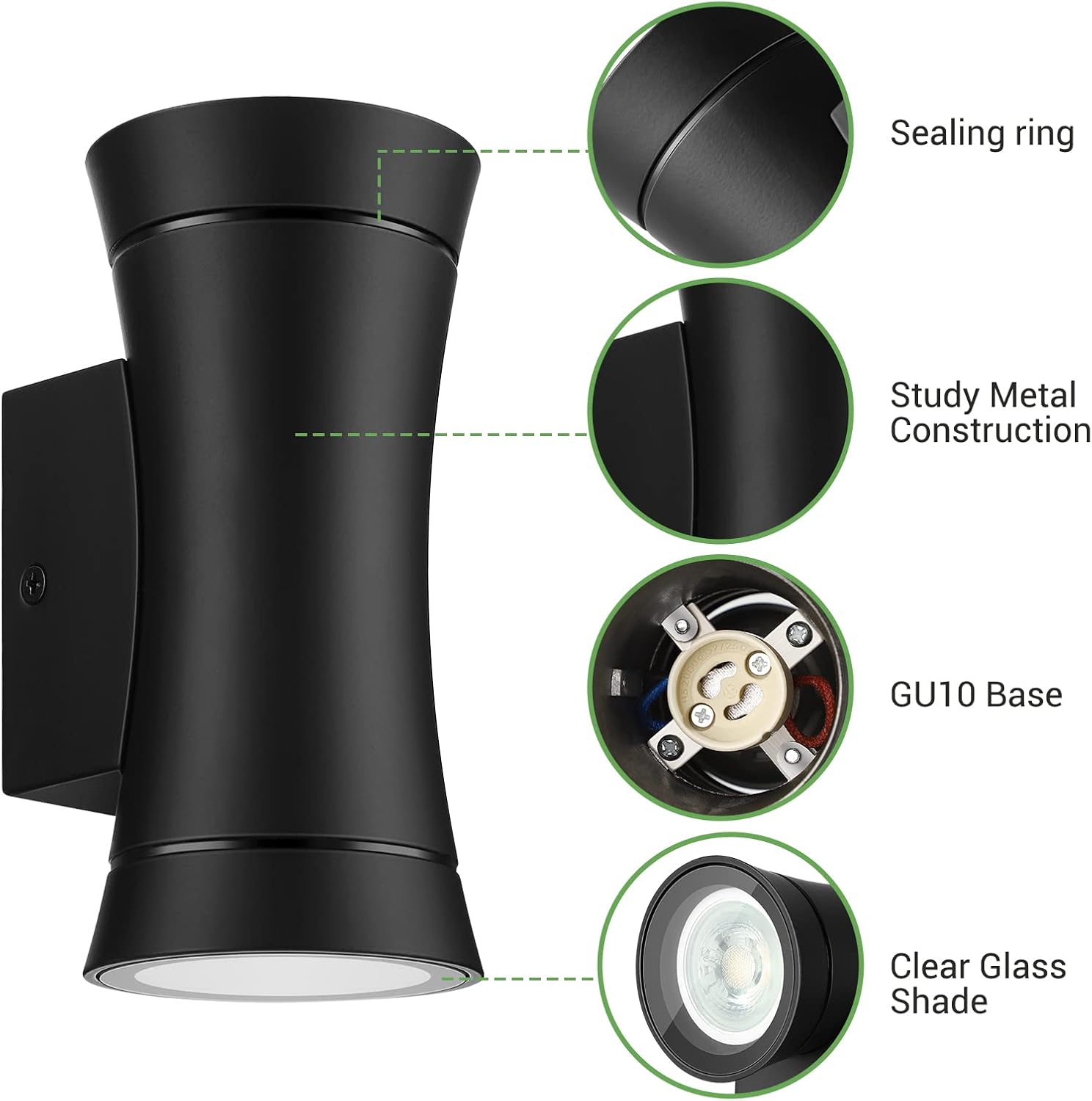 Thumbnail 4 de EDISHINE Up Down Outside Lights (Waterproof IP44) – Outdoor Wall Lights 2 Pack, Matte Black