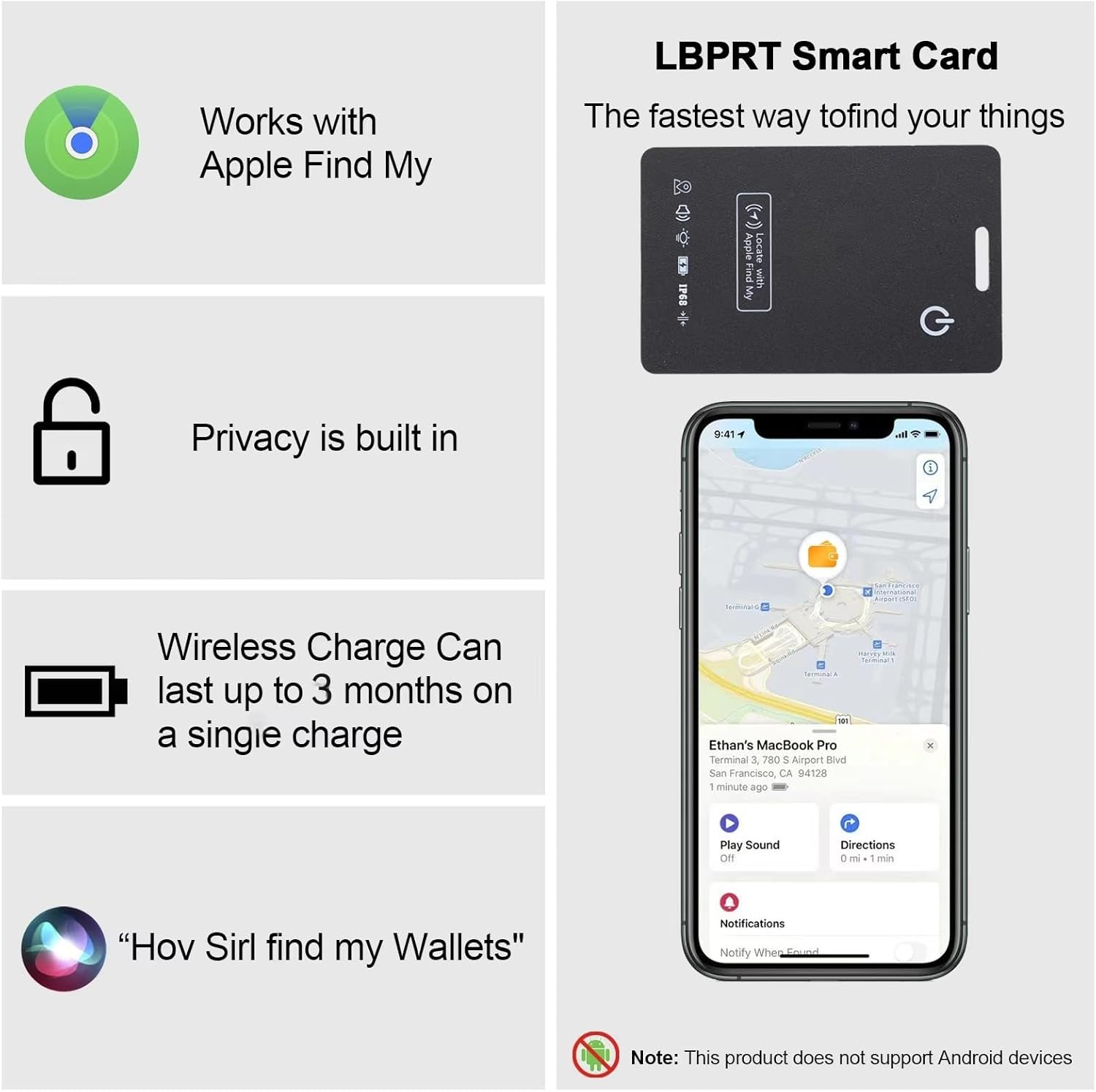 Detalle 2 de LBPRT AirTag Card Wallet Tracker 1.6mm