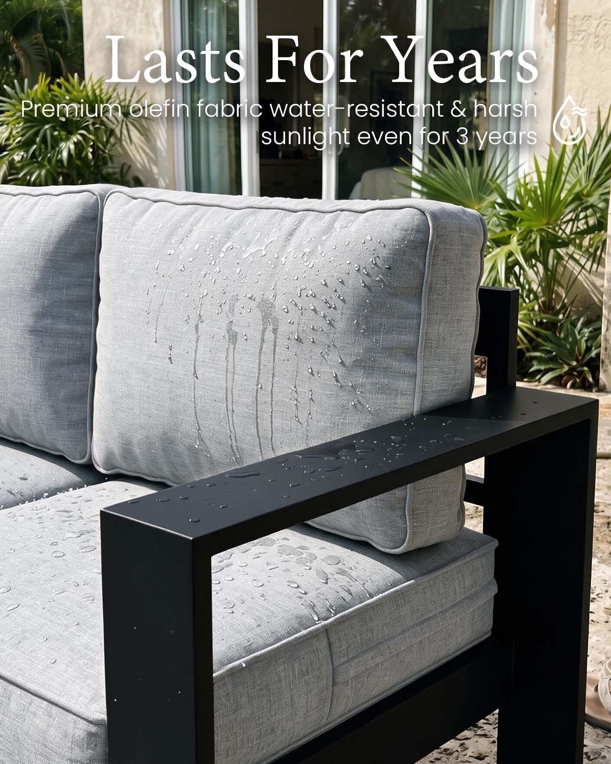 Detalle 2 de LayinSun KC5003 4-Piece Aluminum Patio Set with Fire Pit Table and Cushions
