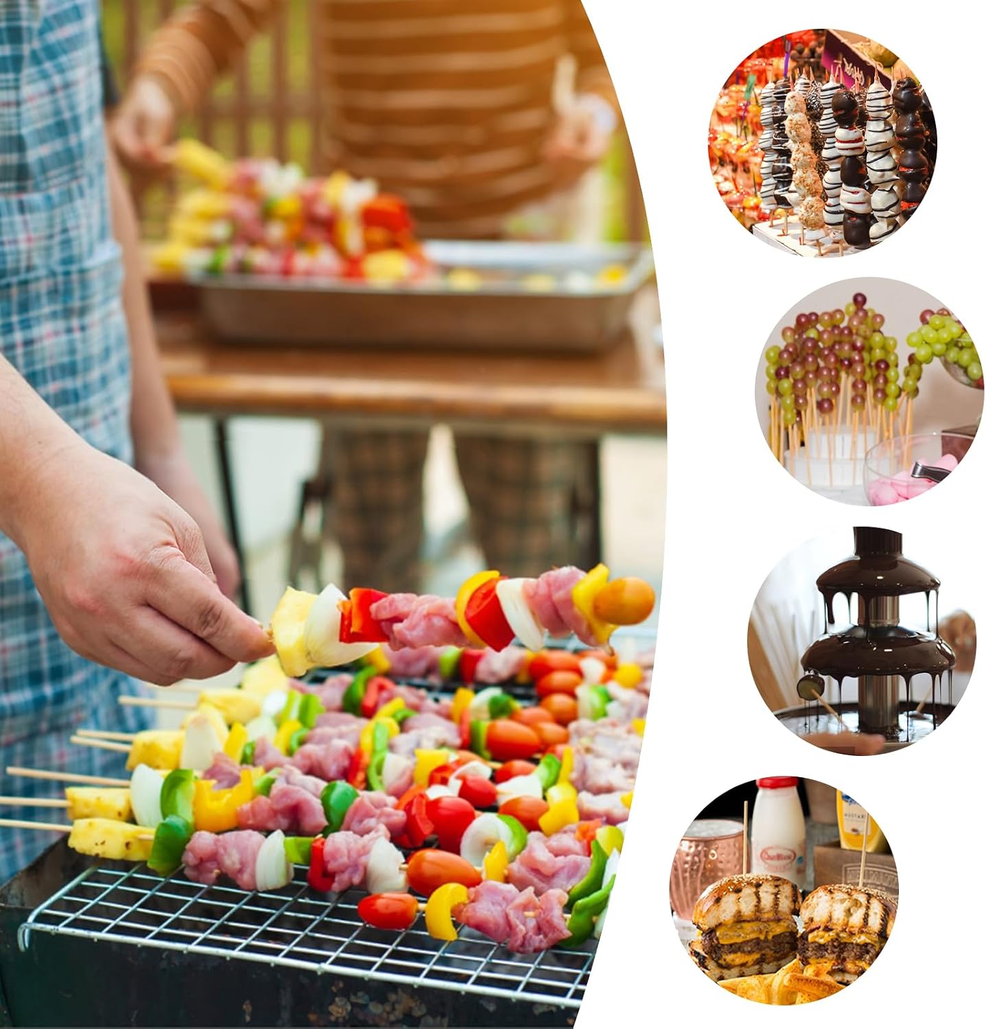 Detalle de HOSSIAN brochette aperitif Bamboo Skewers, 8-Inch, 150 Count