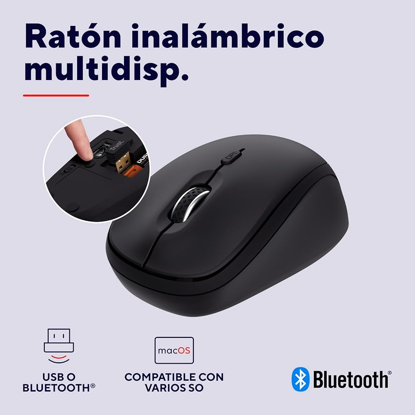 Thumbnail 2 de Trust Yuki Ratón inalámbrico silencioso multiconexión