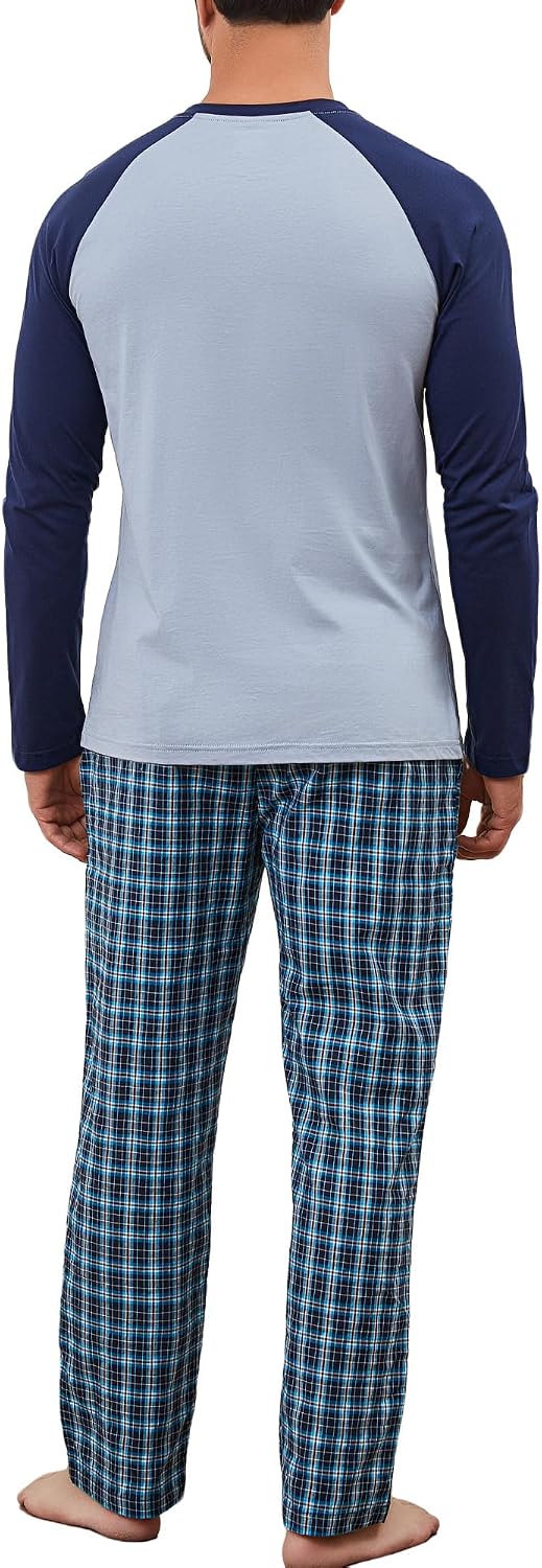 Detalle de Winovia Herren Schlafanzug lang – 2-teiliges Pyjama-Set aus 100% Baumwolle