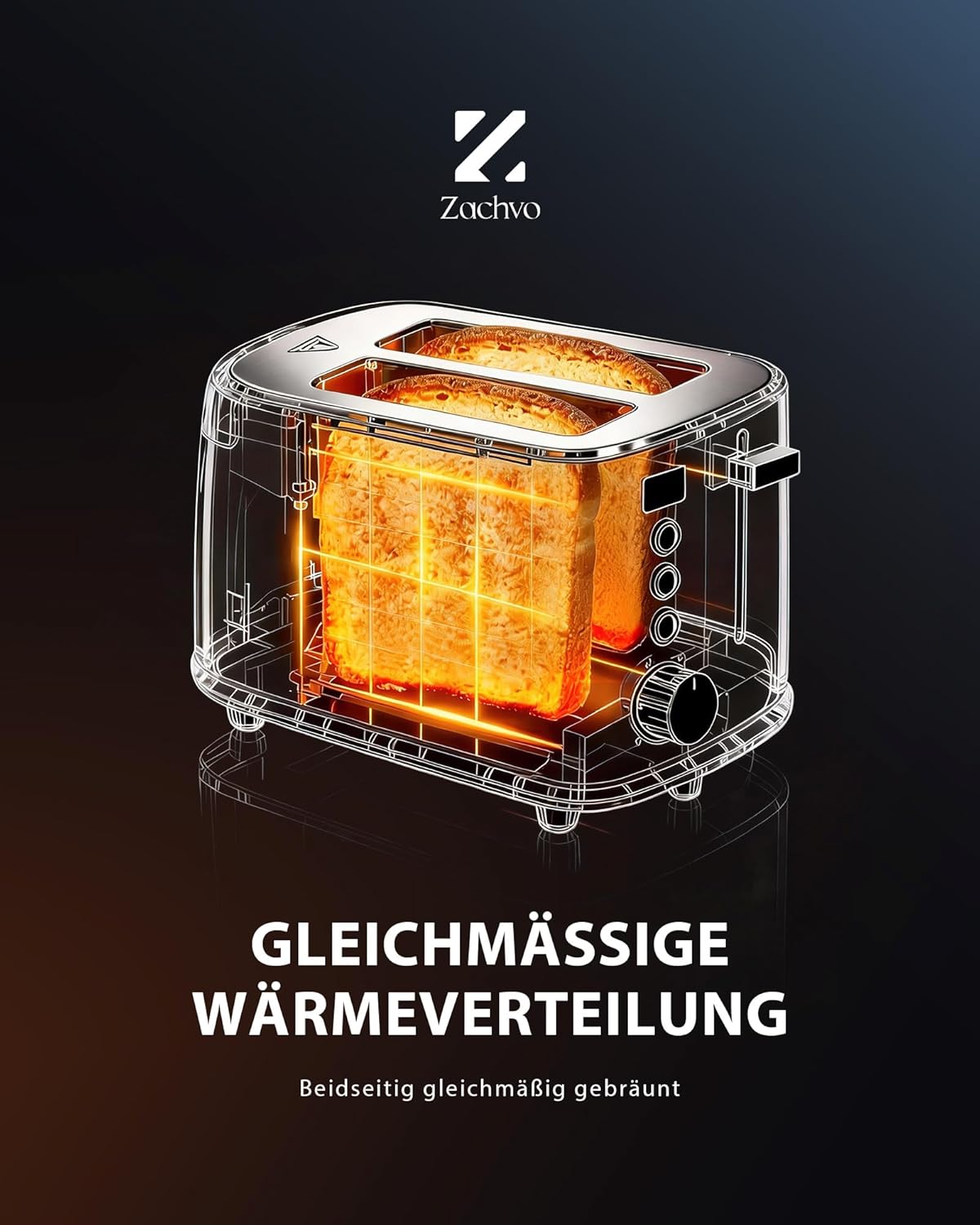 Detalle de Edelstahl 2-Scheiben-Toaster mit LED-Countdown & 3,5-cm-Schlitzen, 6 Bräunungsstufen und Brötchenaufsatz (silber)