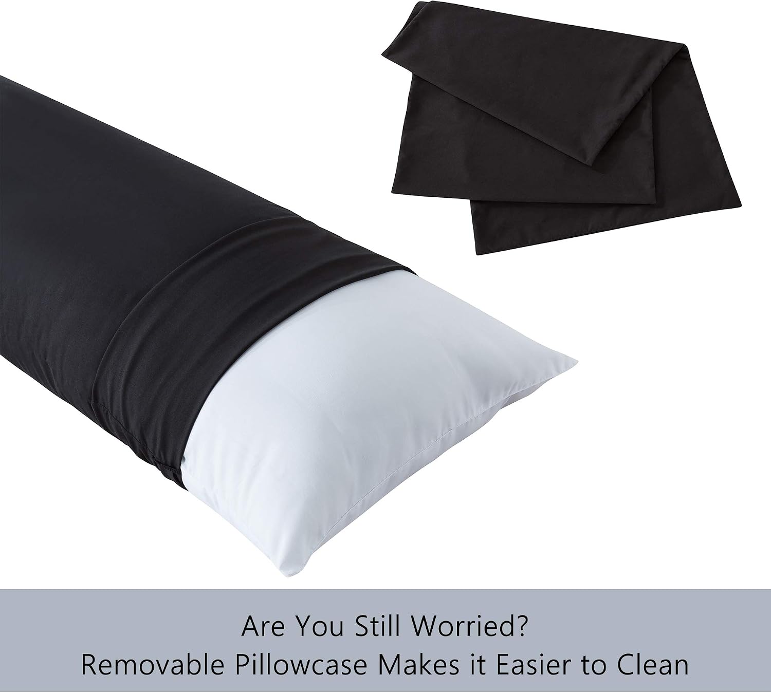 Detalle 2 de ELNIDO QUEEN 20 x 54-Inch Body Pillow with Black Polyester Pillowcase
