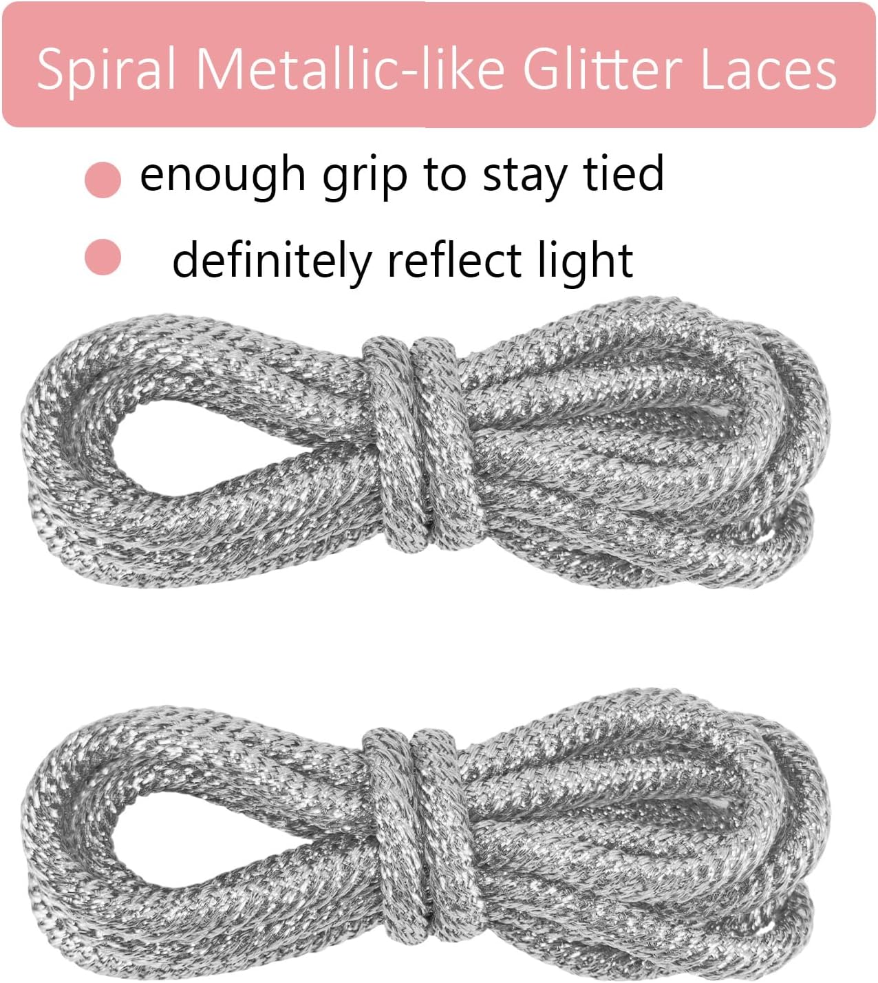 Thumbnail 1 de Lacesgian 4.5mm Round Glitter Gold Shoelaces – Sparkling Silver/Gold Bling for Sneakers & Boots