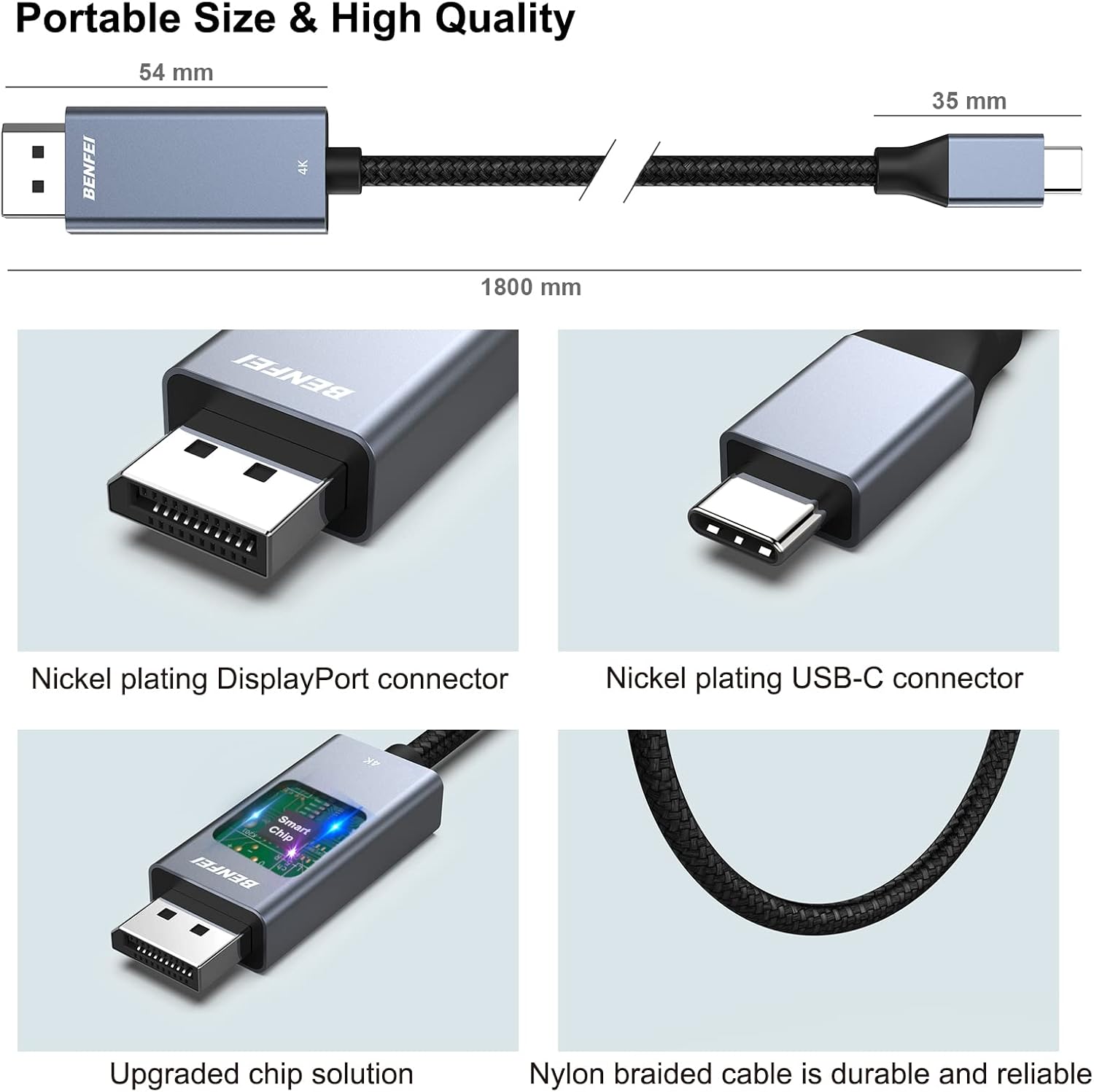 Thumbnail 6 de BENFEI USB‑C DisplayPort Kabel 4,5 m
