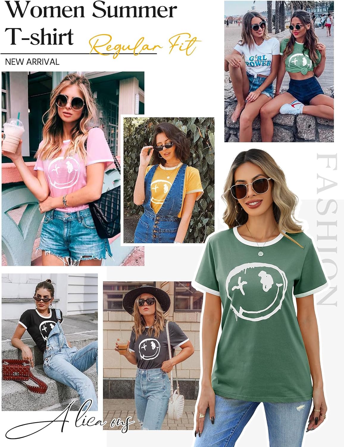 Detalle de heekpek T Shirt Femme – Tee Shirt Haut en coton, col rond, manches courtes