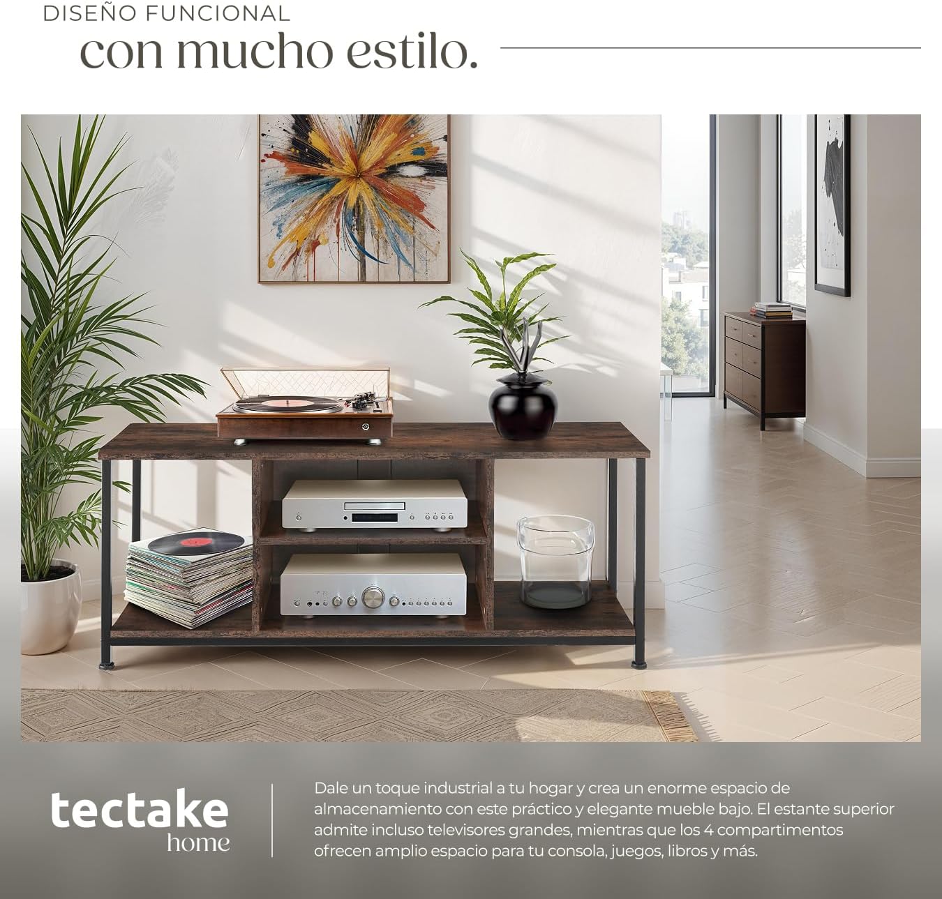 Thumbnail 3 de tectake Mueble TV Salon Industrial 120x40x50