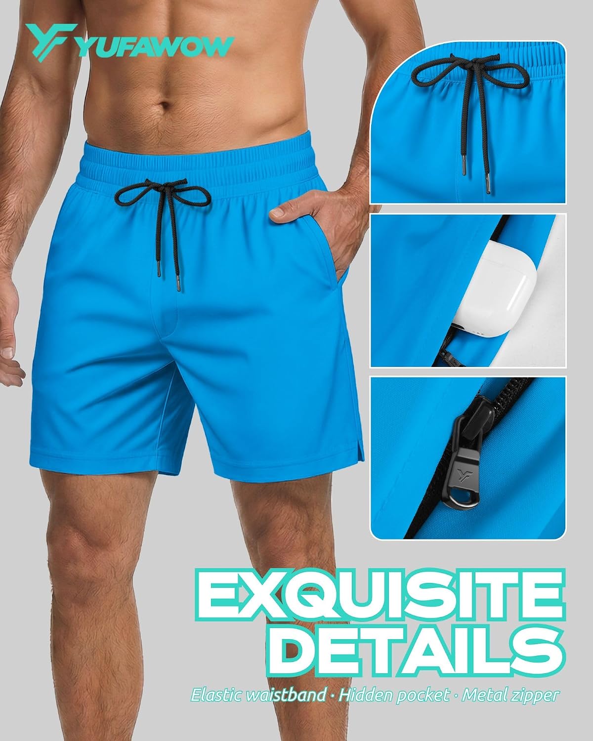 Detalle 2 de Yufawow Men's Swim Trunks with 7-Inch Length