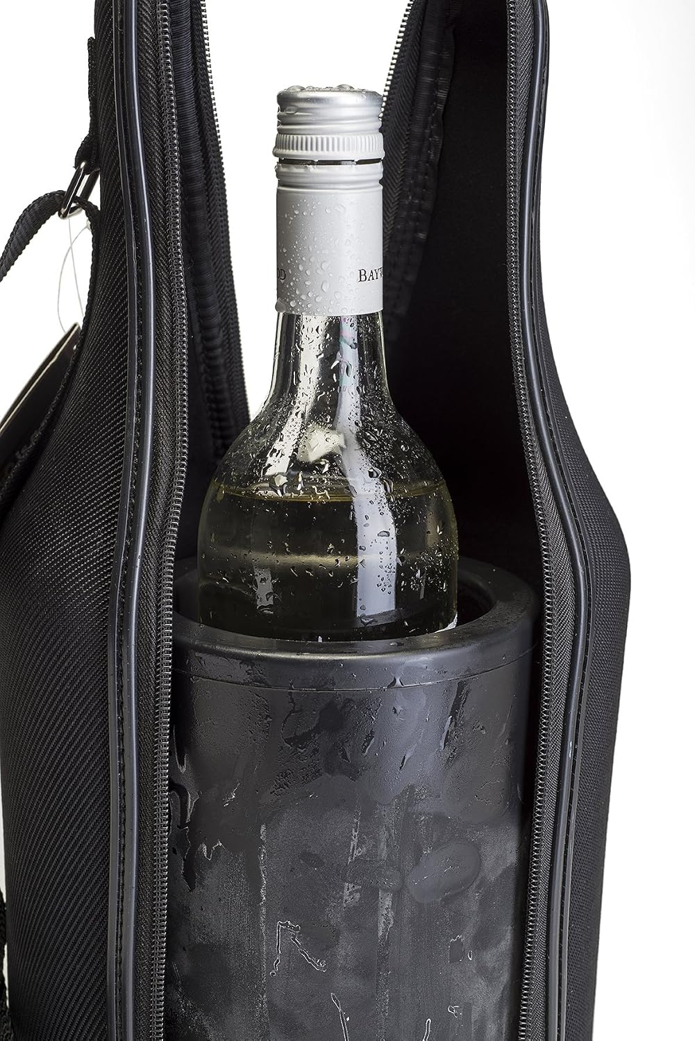 Detalle 1 de CellarDine By Dexam Wine Cooler Black Neoprene with Internal Chilling Core + Waiters Friend Corkscrew