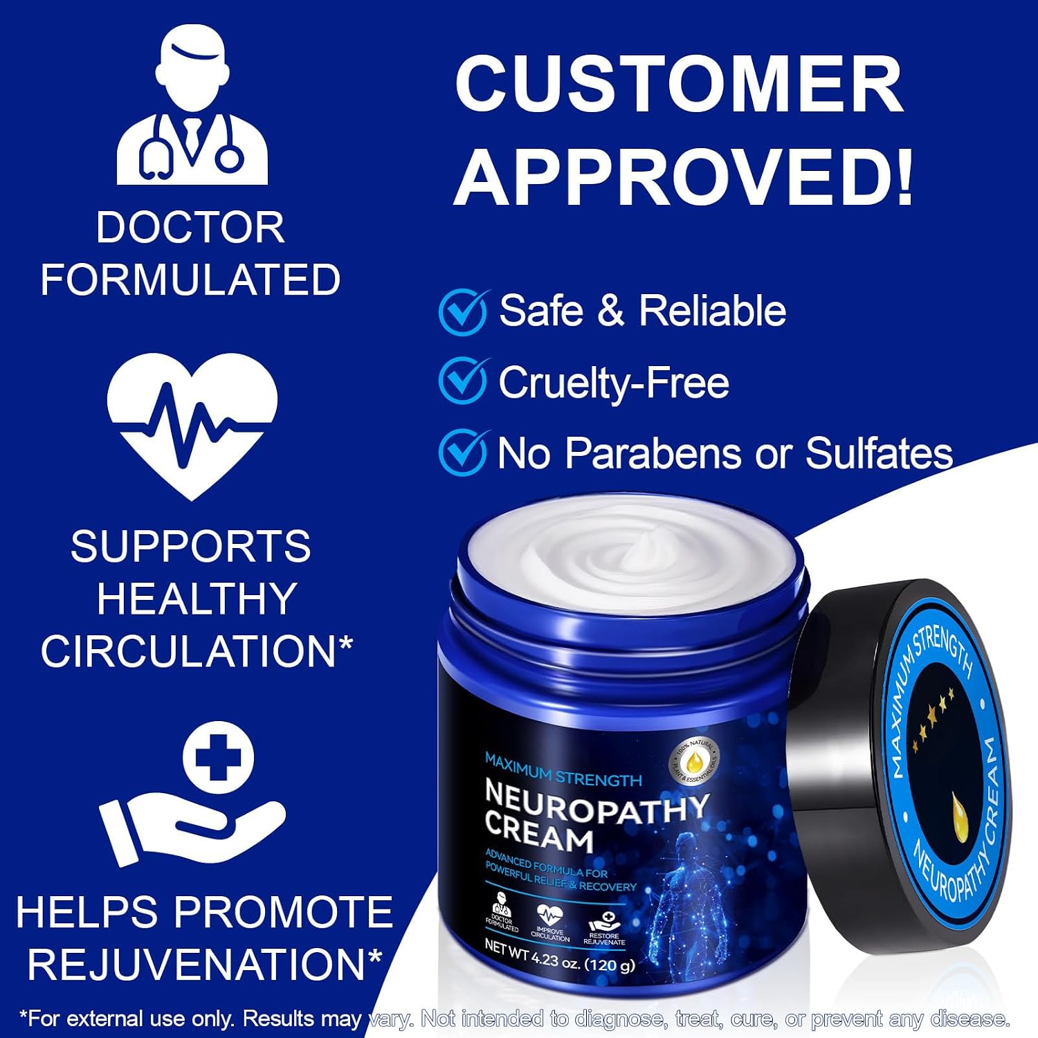 Detalle de Neuropathy Cream for Feet, Legs & Hands – Lightweight, Plant-Based Formula
