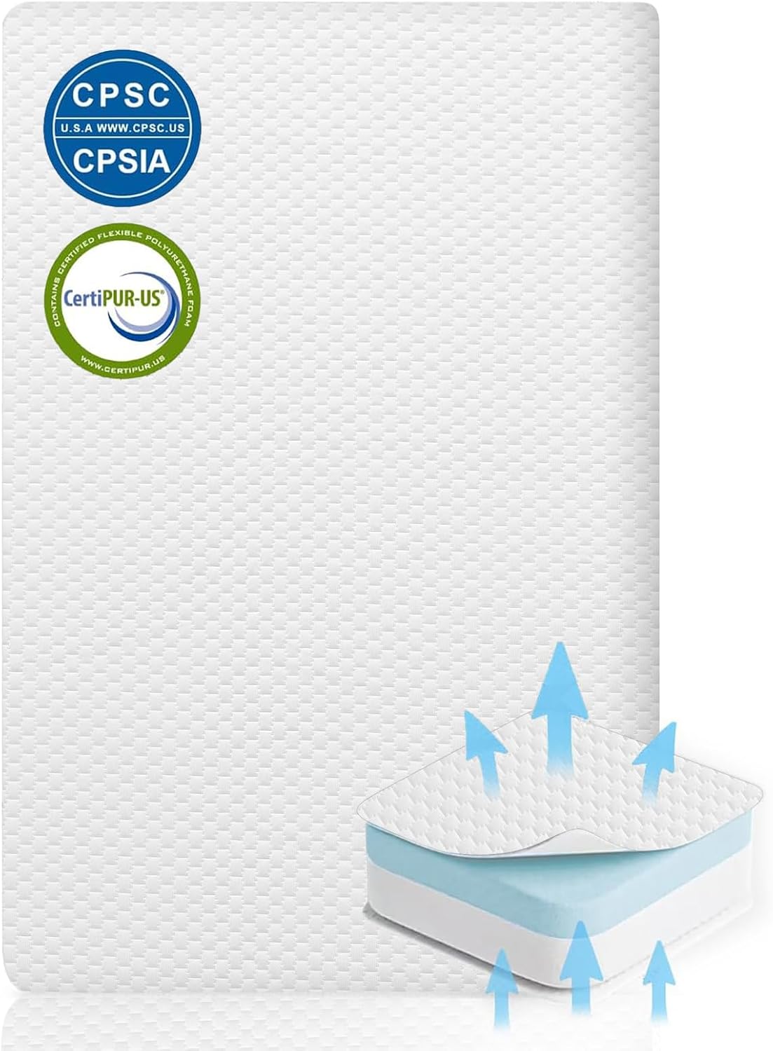 Detalle de Lisara BS-01 Baby Bassinet Mattress, 38 x 24 x 3-Inch Gel Memory Foam