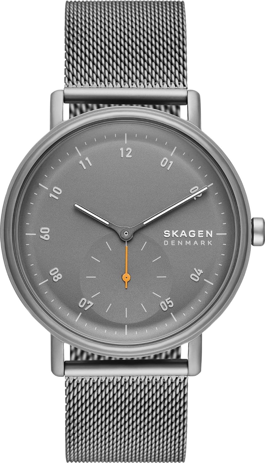 Detalle de Skagen Kuppel Herrenuhr – Quarz-Dreizeigerwerk mit Sub-Zifferblatt und Leder- oder Edelstahlarmband