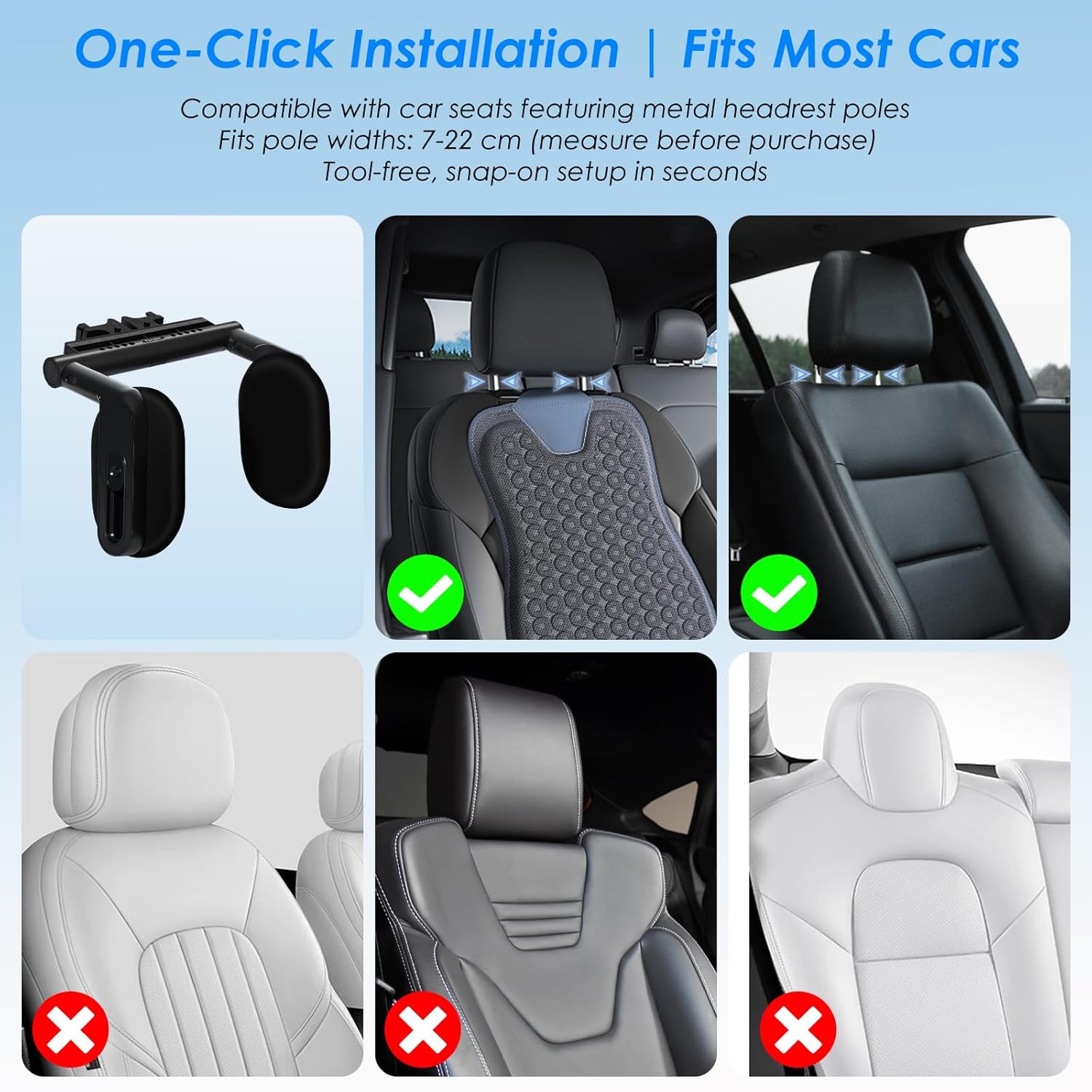 Thumbnail 6 de Torven Poggiatesta Auto 360° | Poggia Testa Girevole, Memory Foam, Confezione da 2