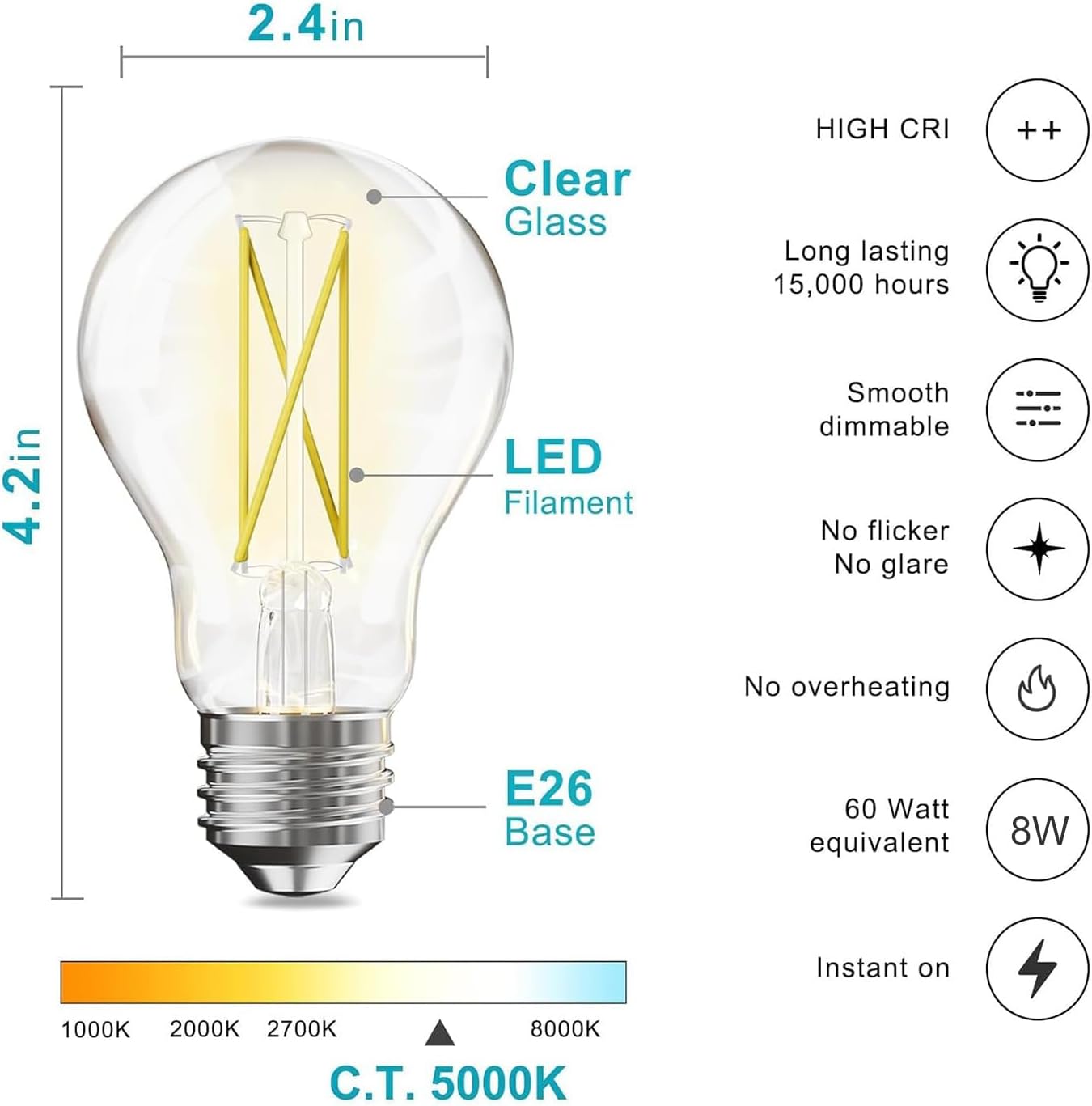Detalle 2 de Dalattin A19 LED Bulbs