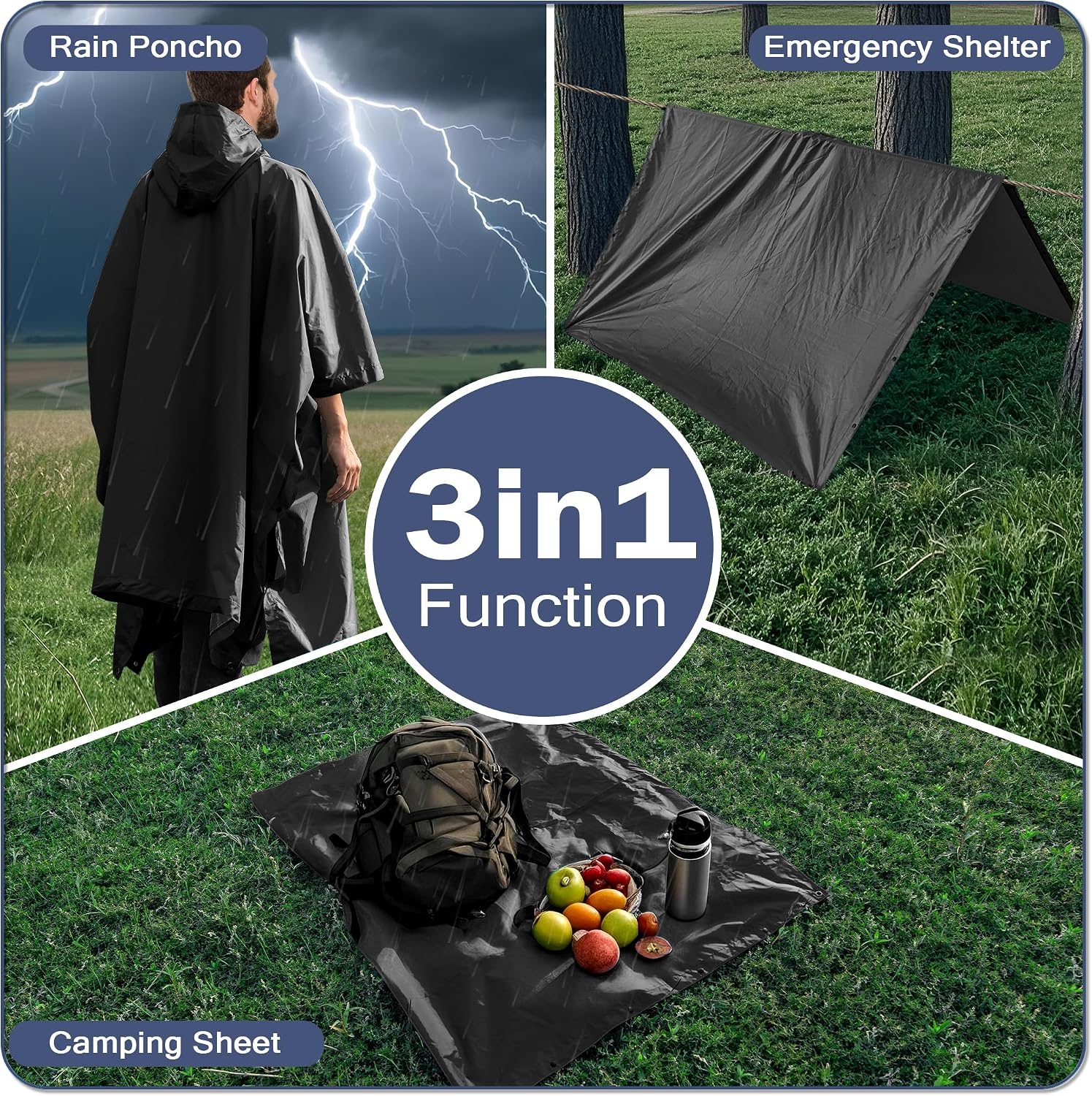 Thumbnail 5 de Sensong Poncho Pluie Imperméable 3-en-1 Capuche