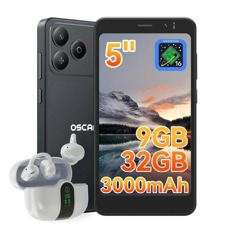 Detalle de OSCAL Flat 3C Mini 4G 3GB 32GB Negro, 5": compacto y fiable para uso diario