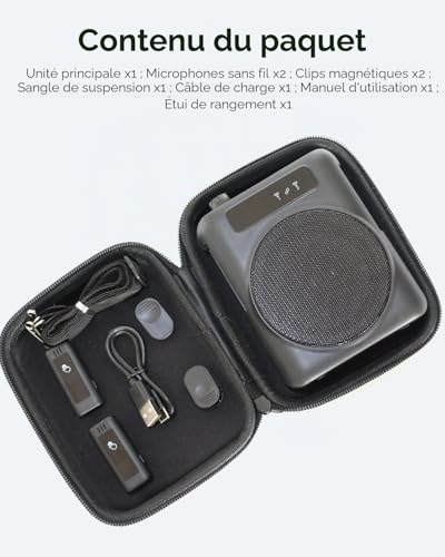 Thumbnail 6 de Amplificateur de Voix Portable QEEKADA avec Microphone Cravate Sans Fil et Recharge intégré