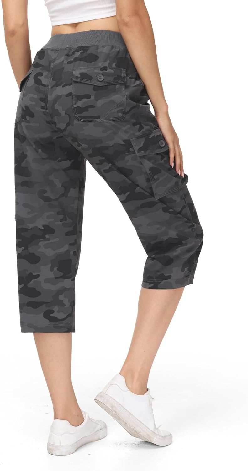 Detalle de TBMPOY Women's Cargo Capris: Lightweight Quick-Dry Hiking Pants with 6 Pockets
