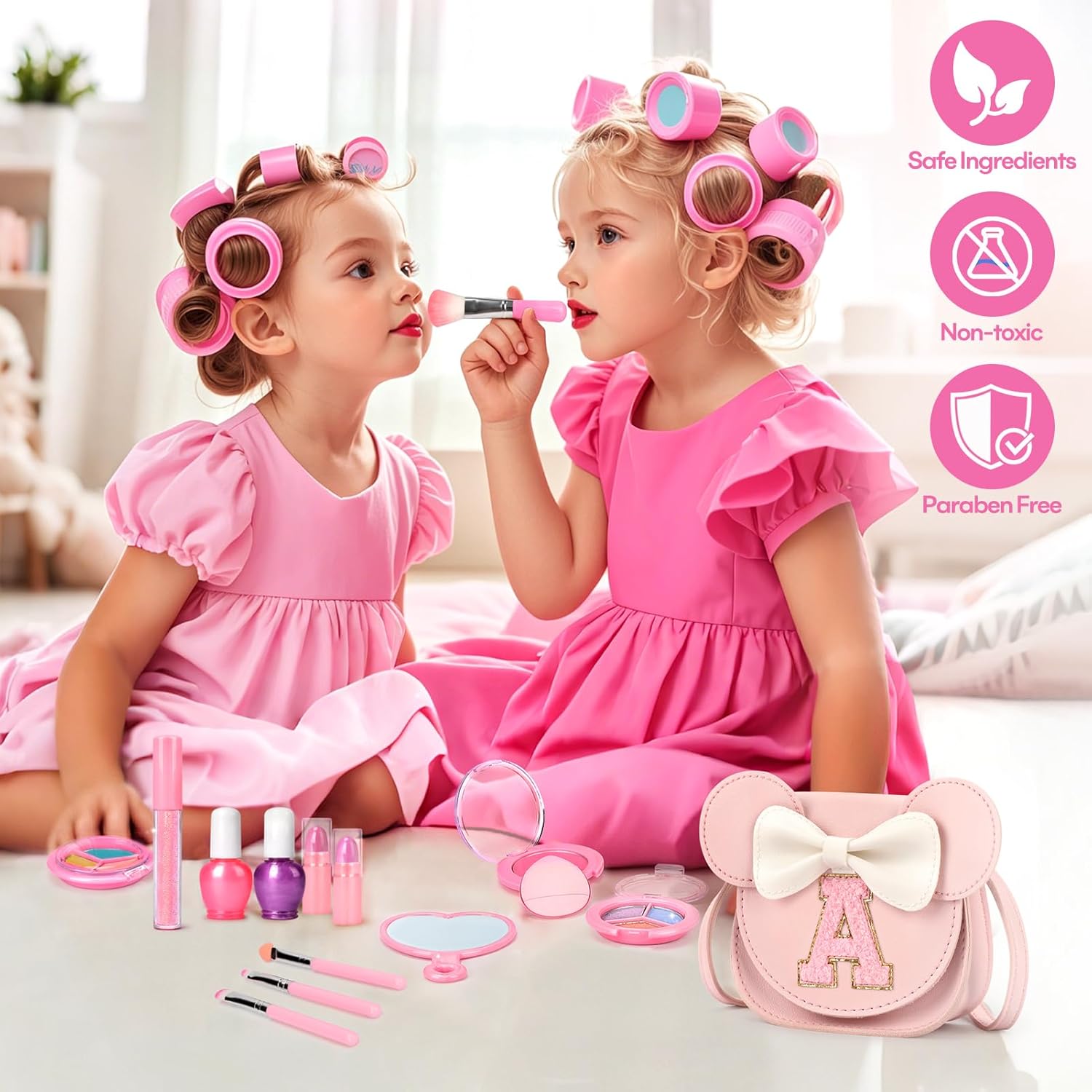 Thumbnail 1 de Kids Makeup Kit for Girls (15 Pcs) — Real Washable, Non-Toxic Set with Mini Mouse Ear Purse