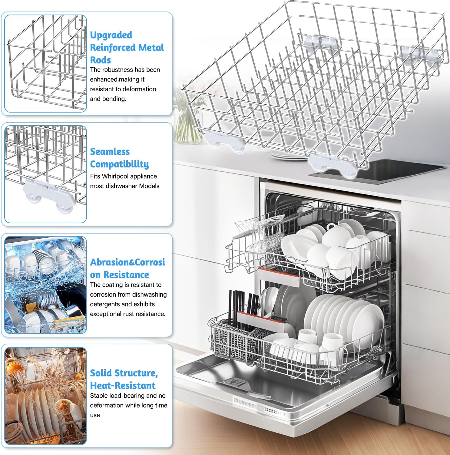 Thumbnail 2 de W10311986/W10380384 Dishwasher Lower Rack in 304 Stainless Steel