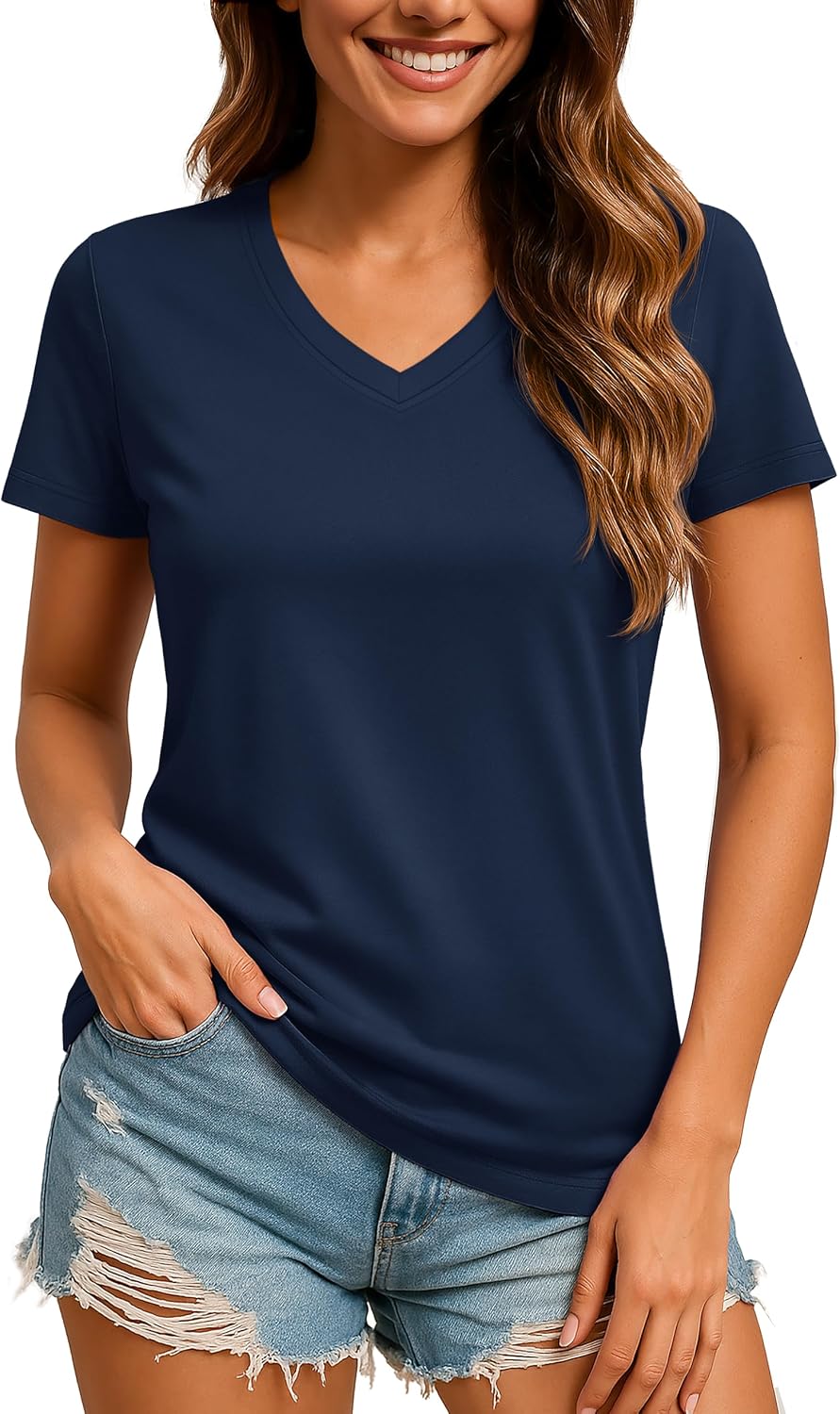 Detalle de TACVASEN Women's V-Neck T Shirts Short Sleeve UPF 50+ Quick Dry Athletic Tee