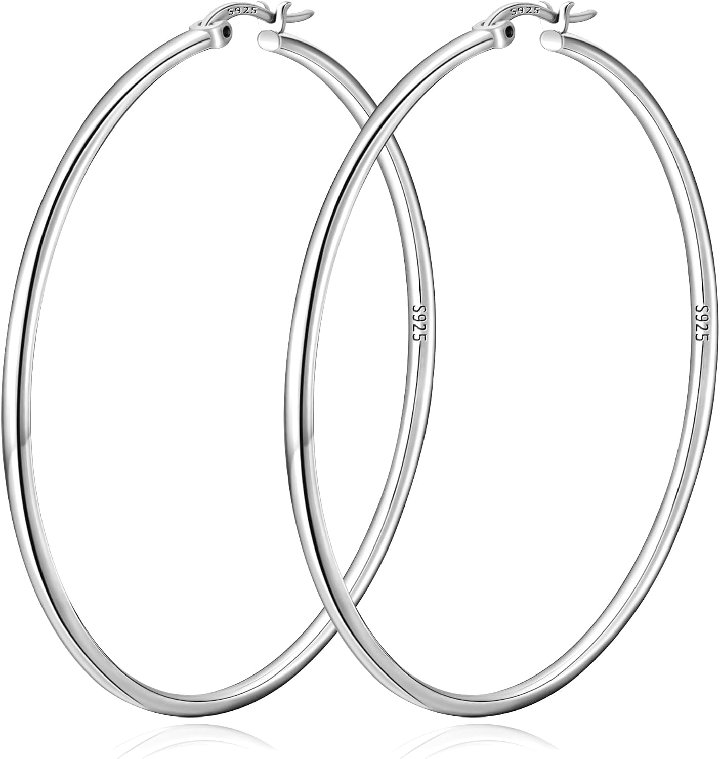 Thumbnail 6 de DORANA Creolen aus Sterlingsilber 925, 2 mm dünne große Hoops (20–70 mm) – hypoallergen, nicht anlaufend