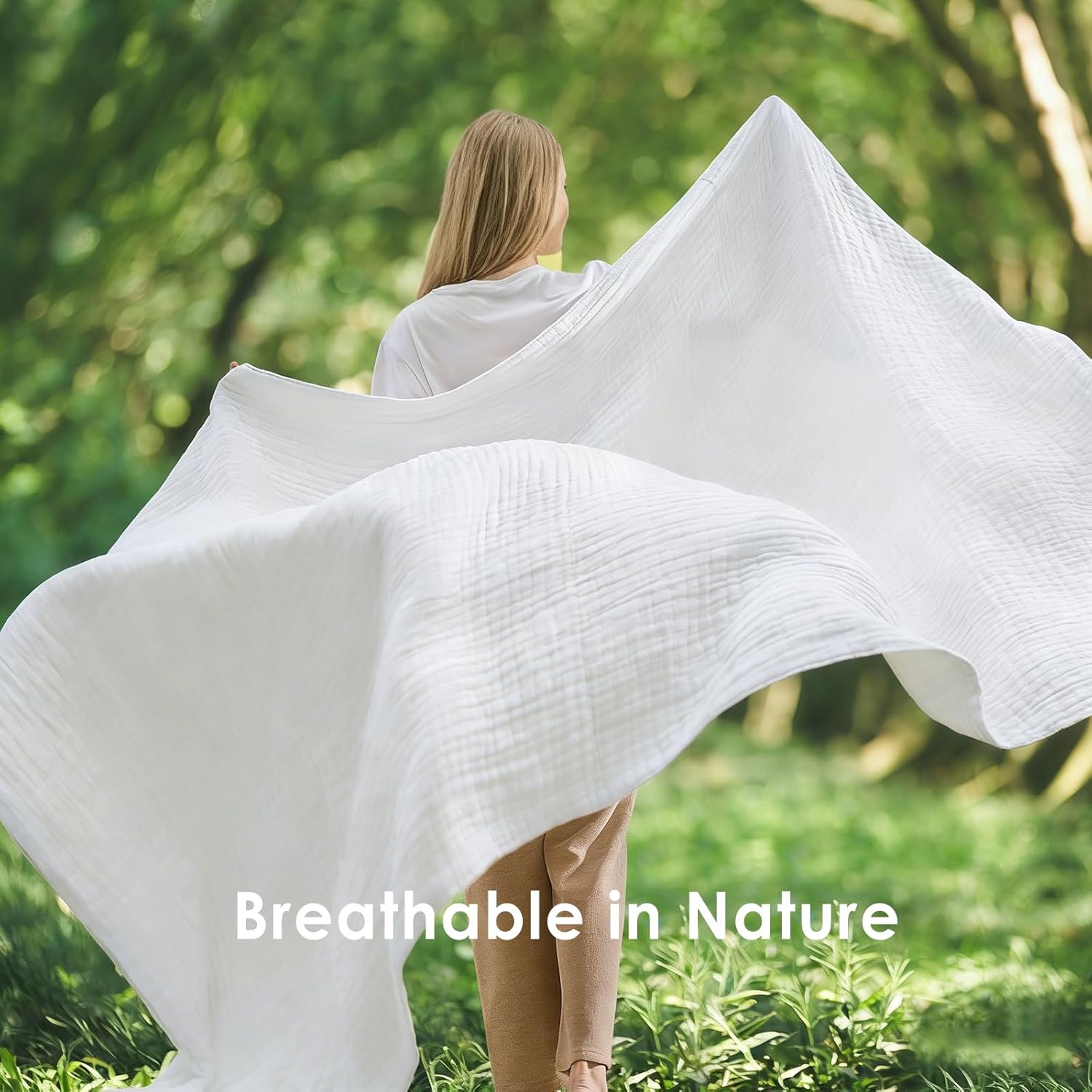 Thumbnail 6 de EMME Cotton Muslin Queen Blanket Bed Spread — Lightweight, Breathable Layer (90x90)