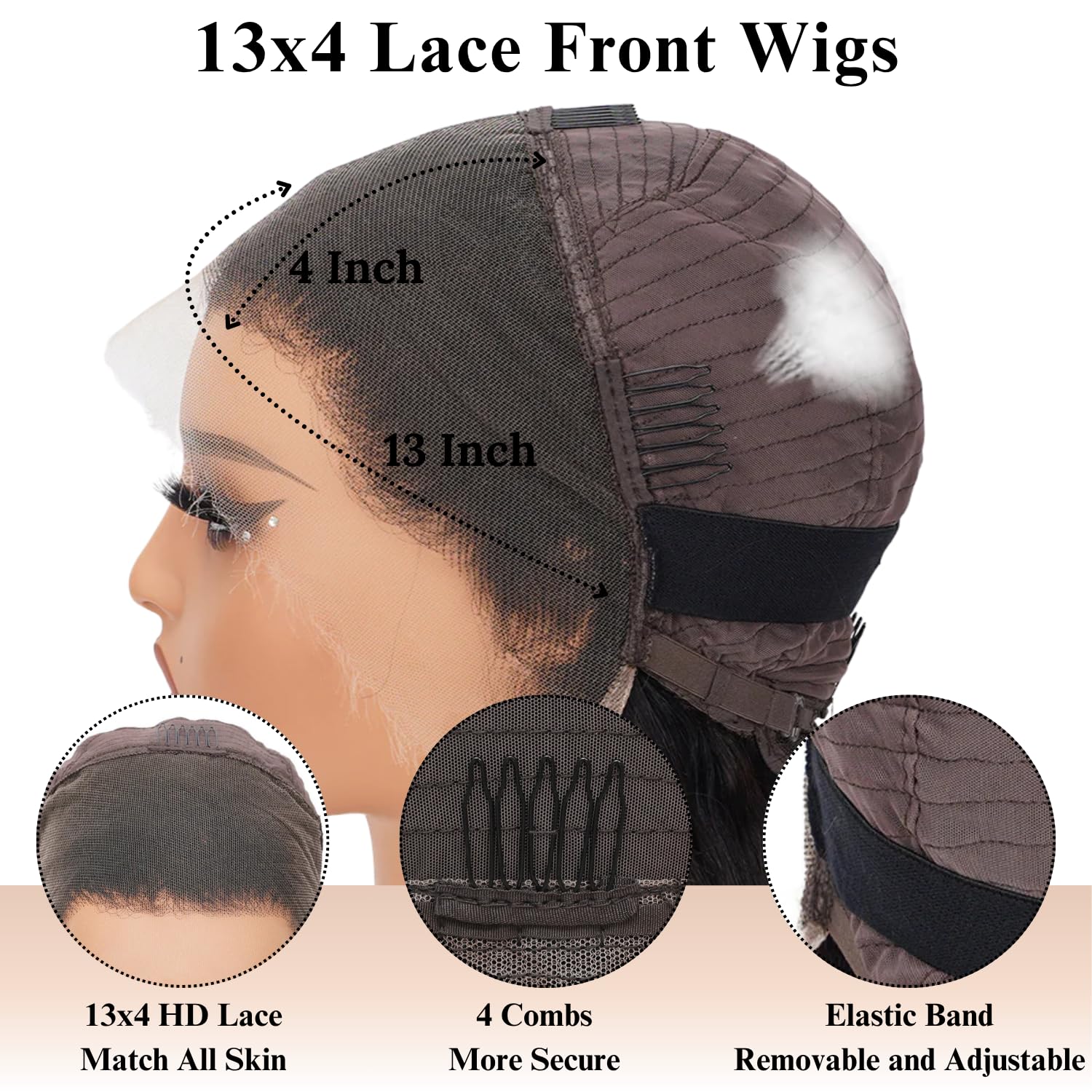 Detalle 2 de AAKJJ Deep Wave 13x4 HD Lace Front Wig (200% Density) — Glueless, Pre-Plucked, 26 Inch
