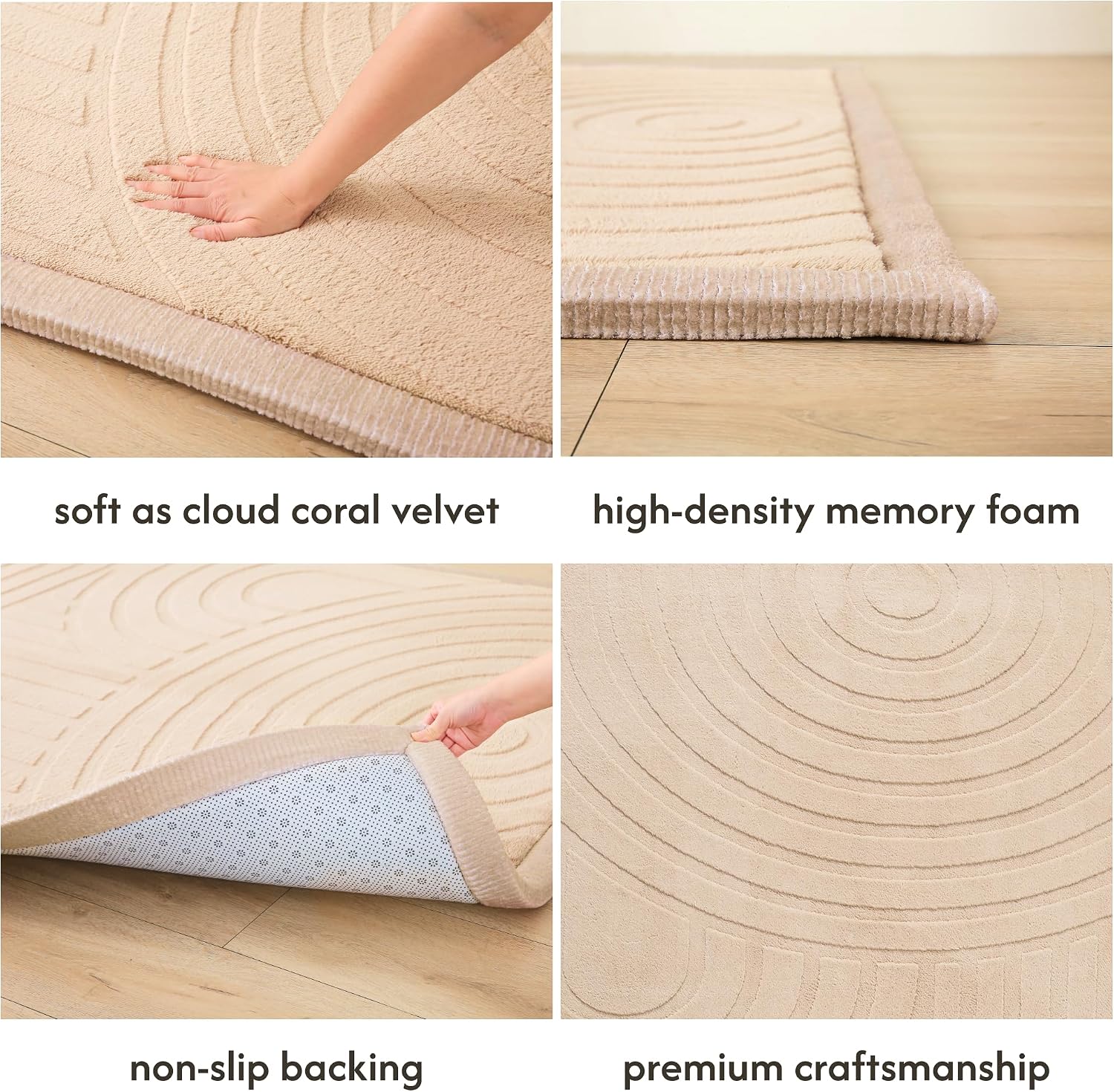 Detalle de Premium Large Coral Velvet Baby Play Mat 200x150x2.5cm (Blue) – memory foam tatami-style rug with non-slip backing