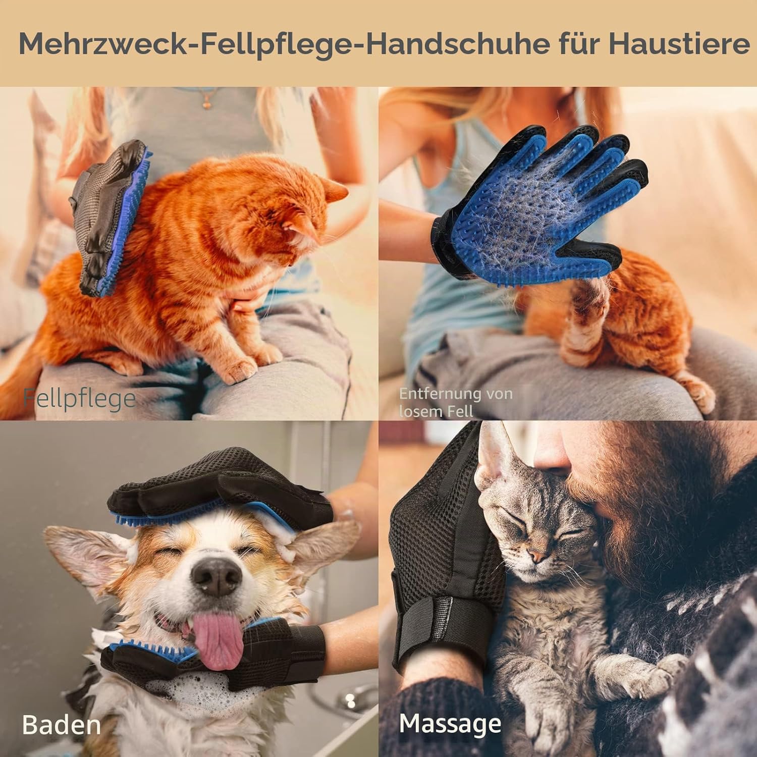 Thumbnail 5 de Haustierpflege-Handschuhe Katzenbürsten sanftes Haaren 1 Paar