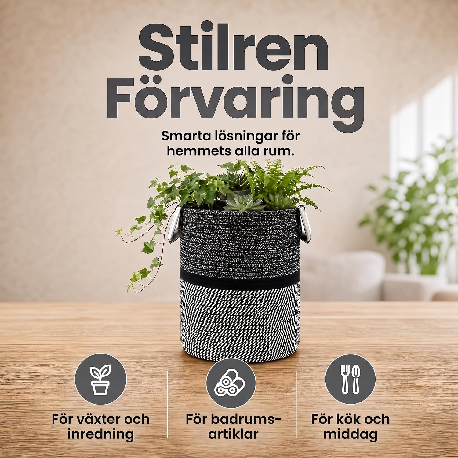 Thumbnail 1 de Feluna® förvaringskorg i raffia, 22 liter, hopfällbar med handtag