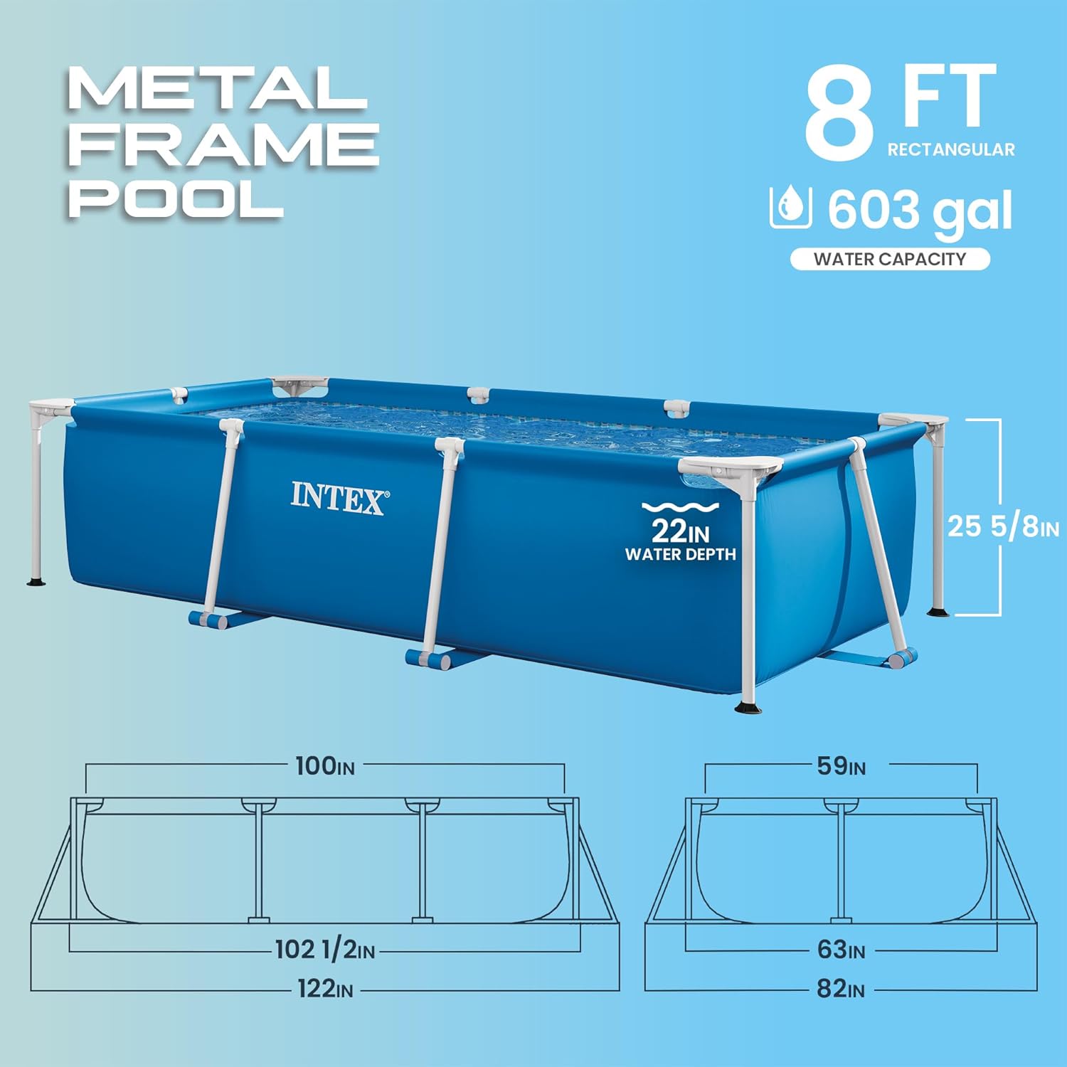 Thumbnail 1 de Intex Small Family Frame Pool 2.6m x 1.6m x 0.65m (Blue) – Durable, Easy‑set Family Pool