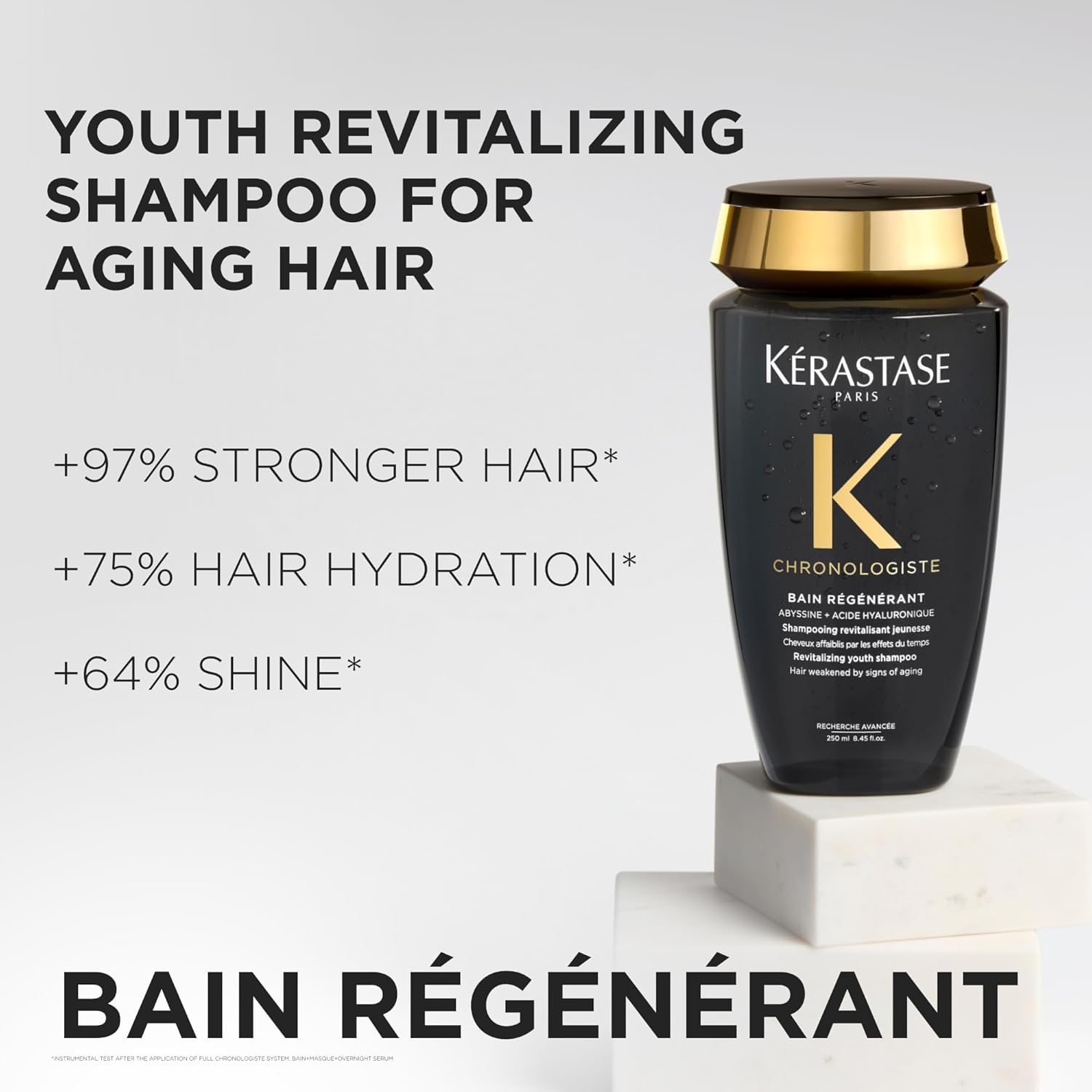 Detalle de Kérastase Chronologiste Bain Régénérant: shampoo rivitalizzante da 500 ml per capelli più forti e luminosi