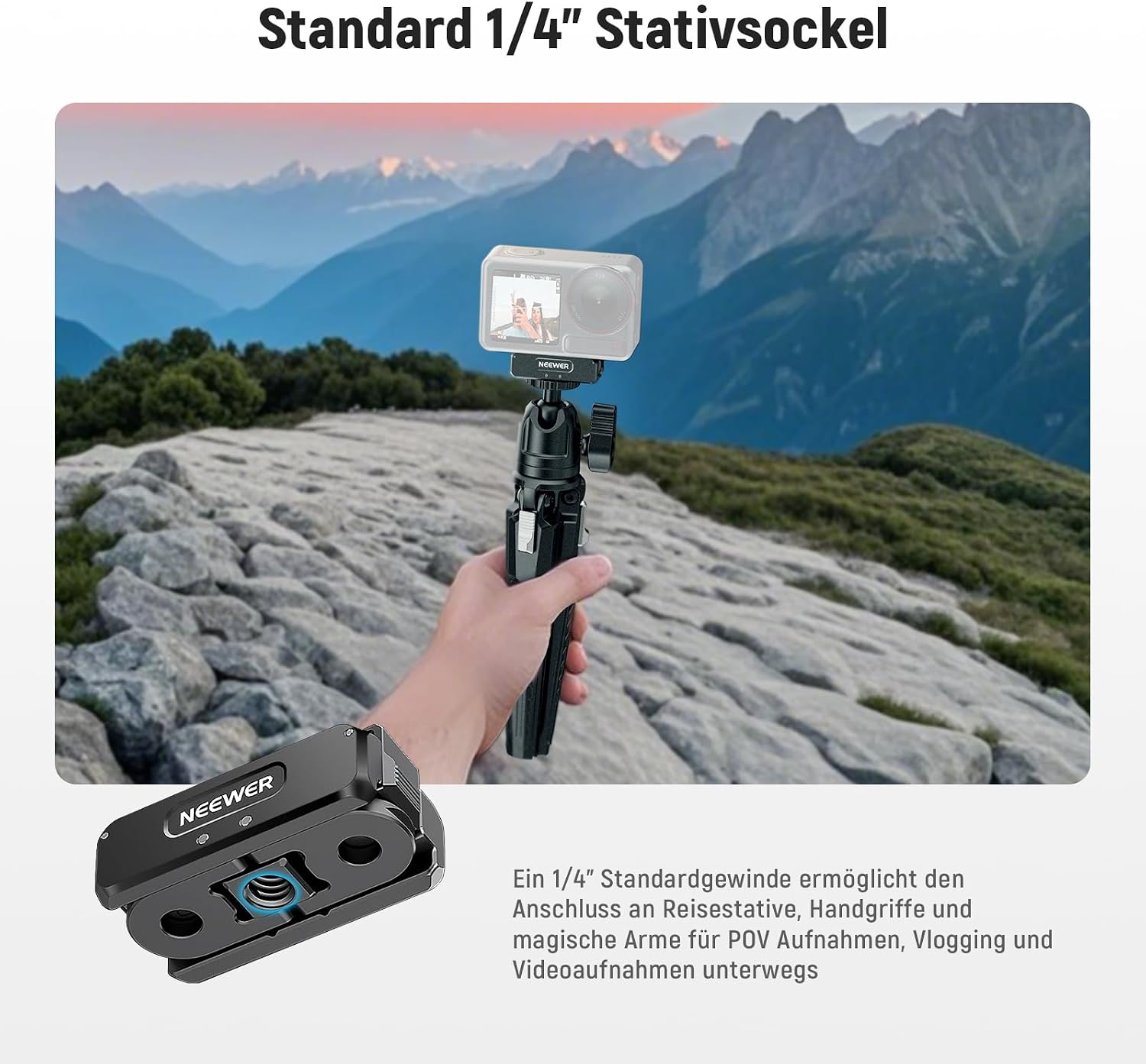 Detalle de NEEWER Magnethalterungsadapter AC011 – kompatibel mit DJI Osmo 360 und Action-Kameras