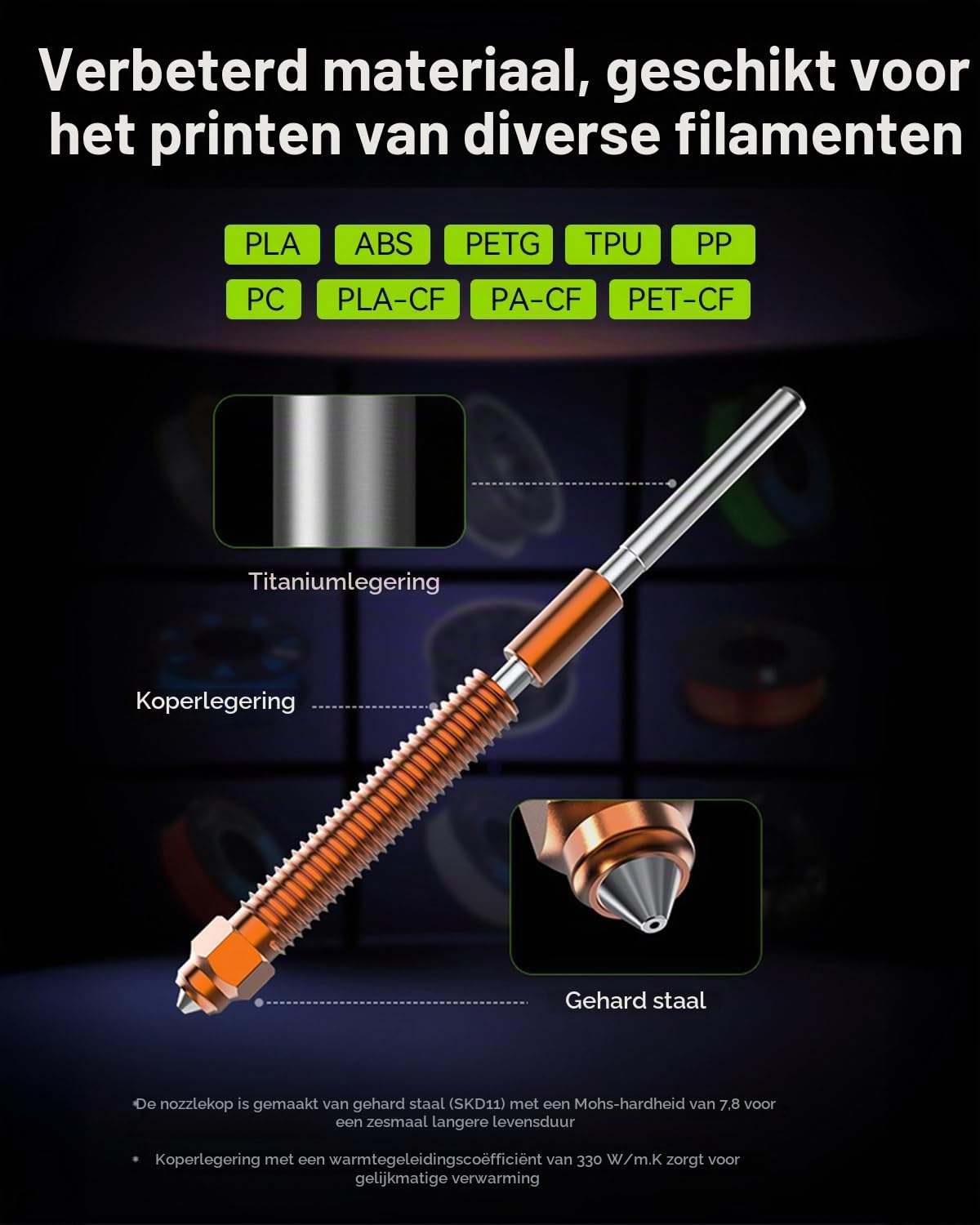 Thumbnail 3 de Creality K2 Plus 0,4 mm quick-swap-spuitmond van koperlegering en gehard staal