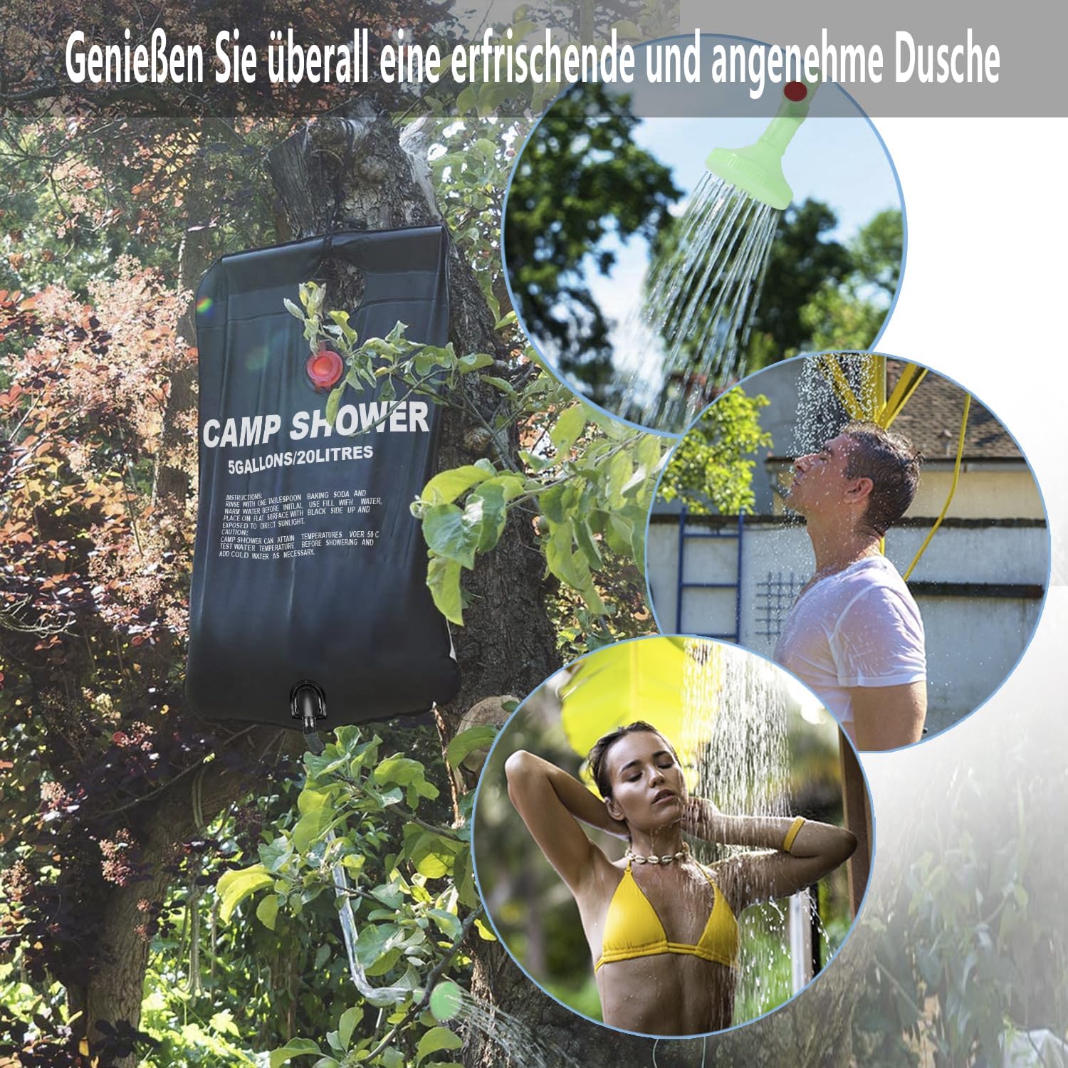 Thumbnail 6 de ECtury 20L Camping Shower: 5 Gallons Portable Solar Shower for Outdoor Use
