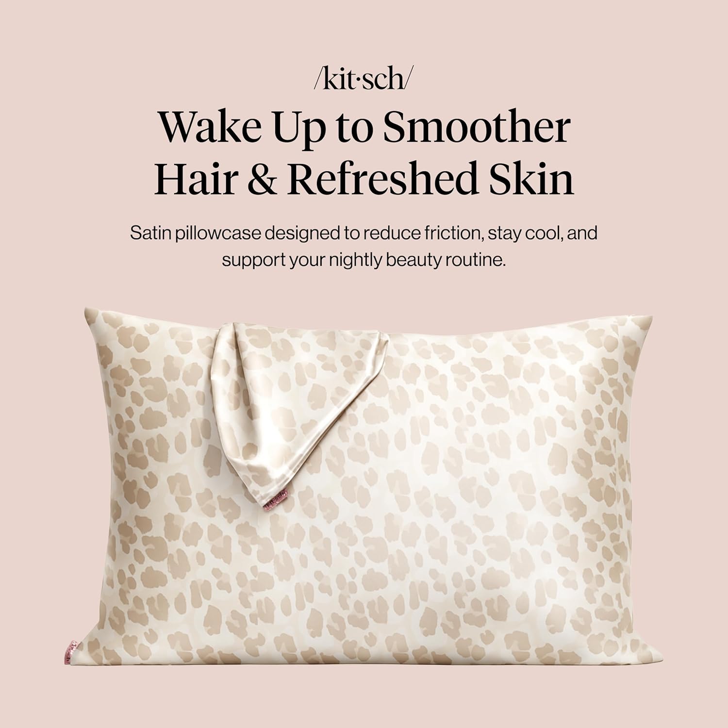Detalle 2 de Kitsch 2 Satin Pillowcase with Zipper, Standard 19 x 26 in, Leopard