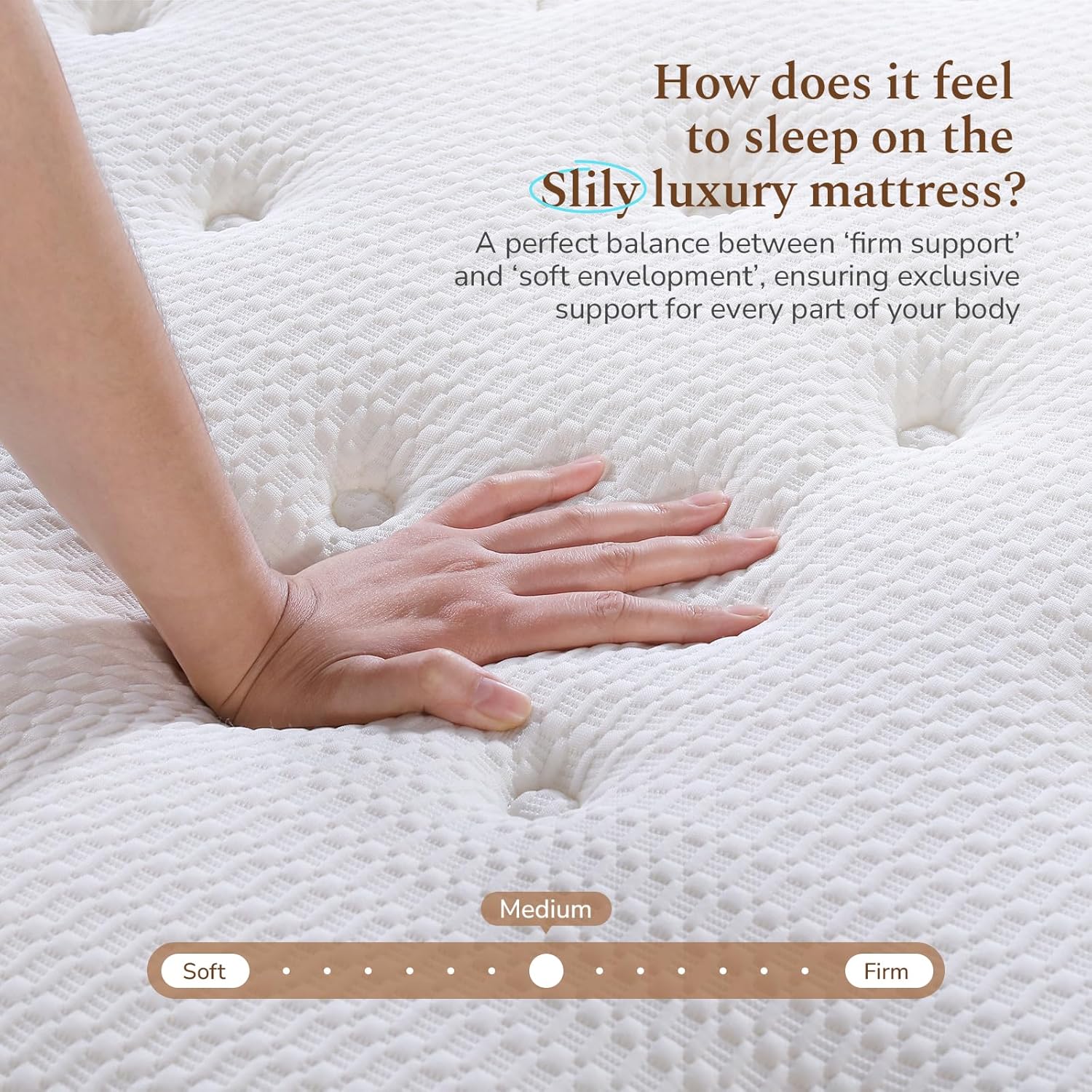 Detalle de Slily 12 Inch 4ft6 Double Mattress – Hybrid Memory Foam Pocket Sprung, 7-Zone Orthopaedic, Medium-Firm