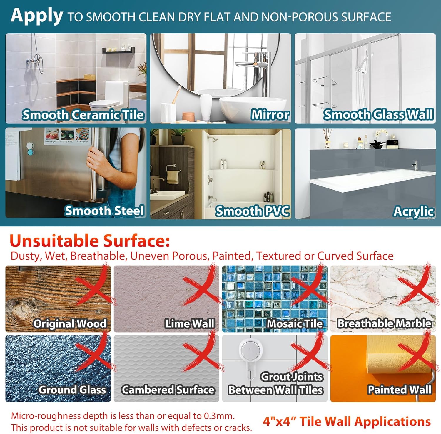 Thumbnail 6 de TAILI 31 cm Suction Grab Rail for Bathroom – No-Drill Bath Safety Handle, 110 kg Max, Silver