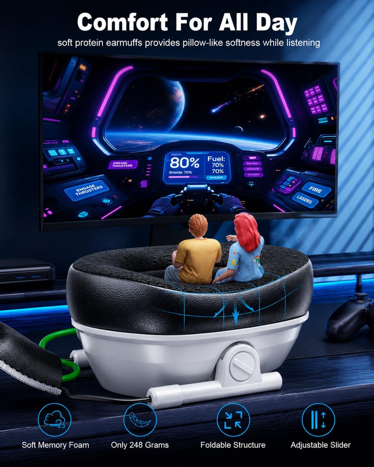 Detalle 2 de Fachixy VK81 Wireless Gaming Headset for PS5, PC, PS4, Switch, and Mobile