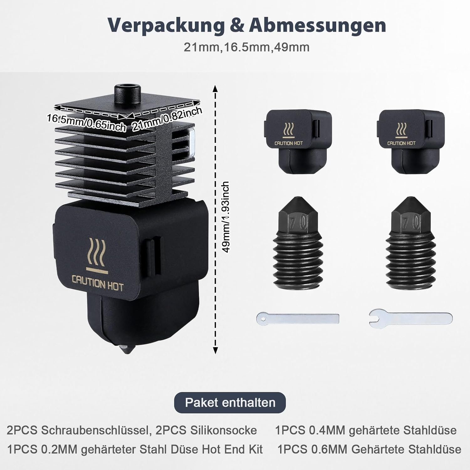 Thumbnail 1 de JIZZU A1 Mini Upgrade Hotend Kit – Keramik-Heizung mit 0,4/0,6 mm Düsen für Bambu Lab A1/A1 Mini