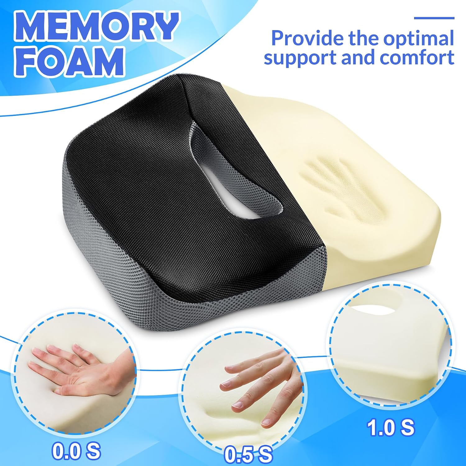Detalle 2 de POOTACK Seat Cushion memory foam for office chair