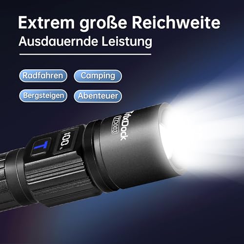 Thumbnail 6 de Taschenlampe LED Aufladbar 2 Stück von TrixDock – USB-C, Zoom, LCD-Display, 5 Modi