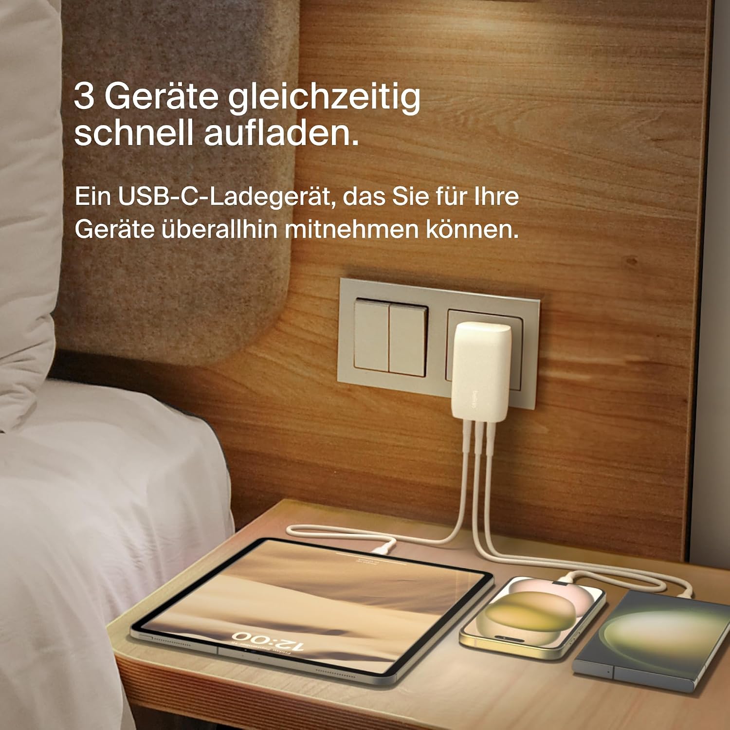 Detalle 2 de Belkin BoostCharge USB-C-Ladegerät mit drei Anschlüssen und PPS (67 W) – kompakt, flexibel, sicher