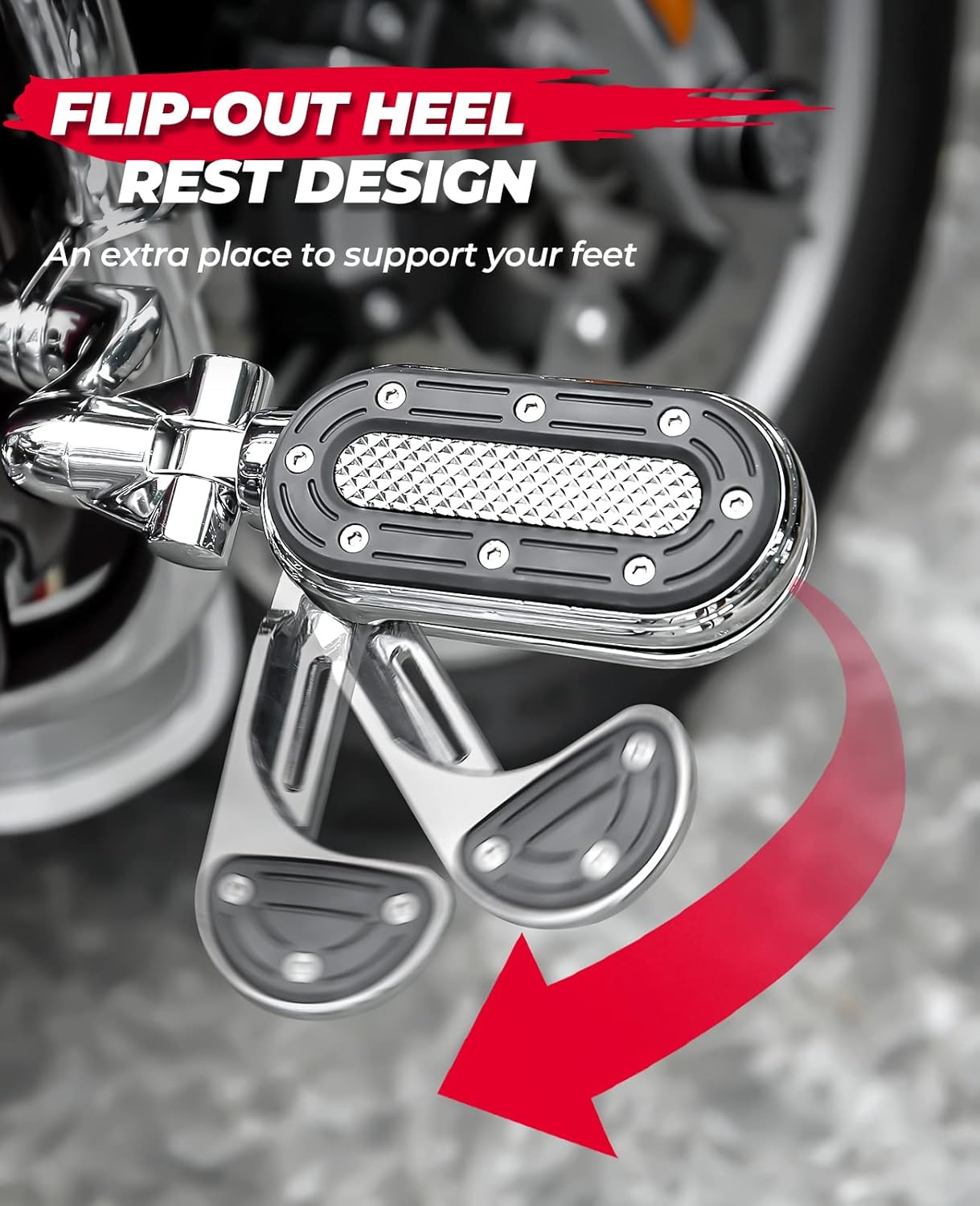 Thumbnail 2 de KEMIMOTO Motorcycle Highway Pegs with Flip-Out Heel Rests for 1-1/4" Engine Guard Highway Bar