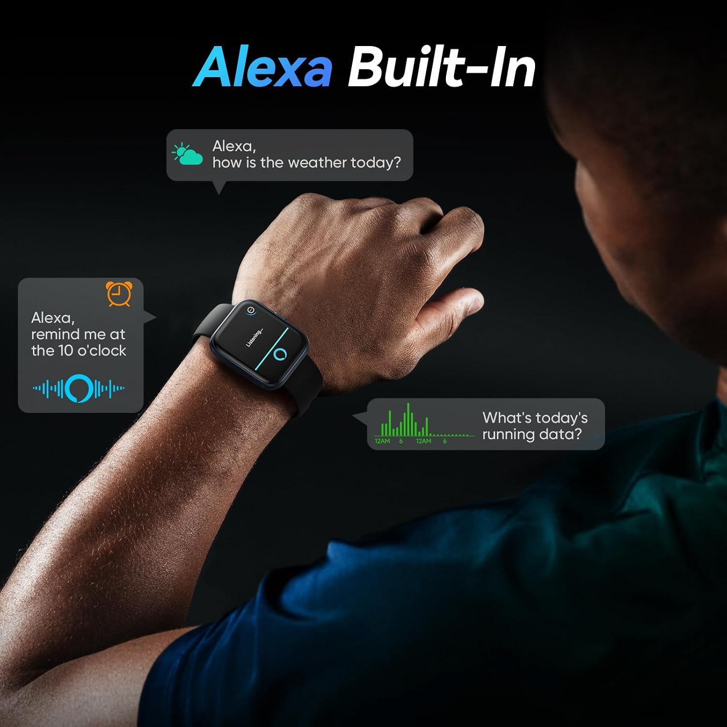 Detalle de Smart Watches for Men: Alexa Built-in, 1.8" HD Display, 110+ Sport Modes, IP68 Waterproof