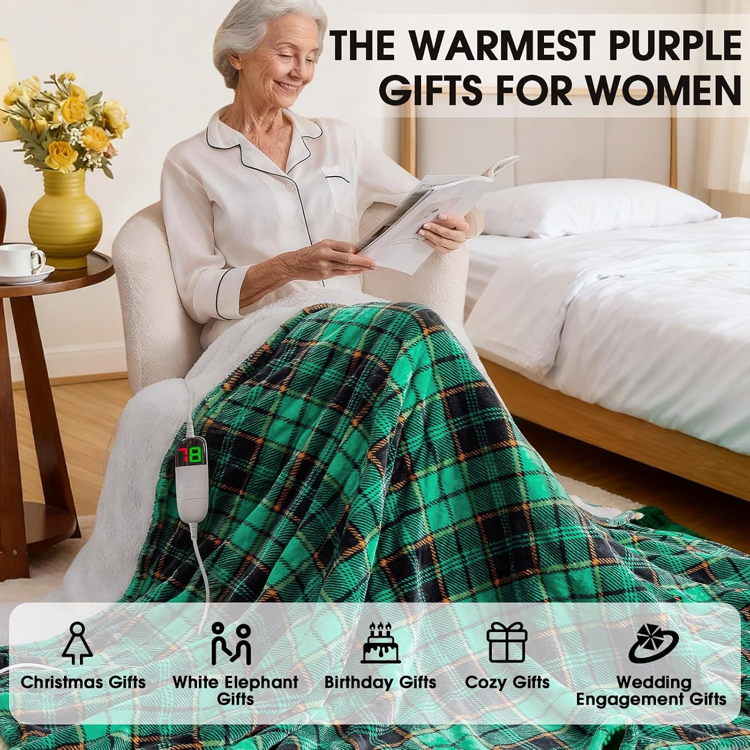 Thumbnail 4 de Black Heated Blanket Twin 62x84, 10 Heat Levels