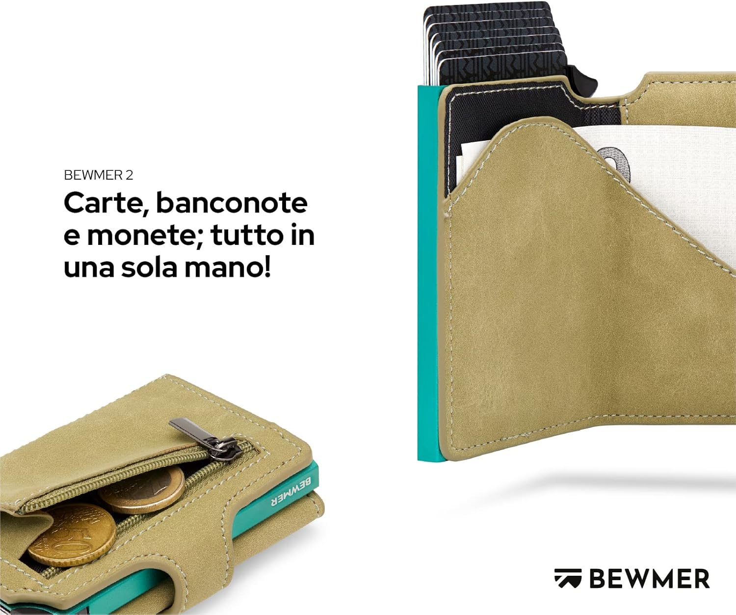 Thumbnail 2 de BEWMER v2 Portafoglio Uomo Slim in Similpelle con Protezione RFID – Portacarte per 9 Tessere + Portamonete