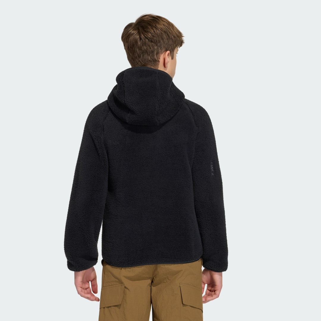 Detalle 2 de Chaqueta Terrex Xploric de Adidas, felpa con capucha y cremallera (negra)